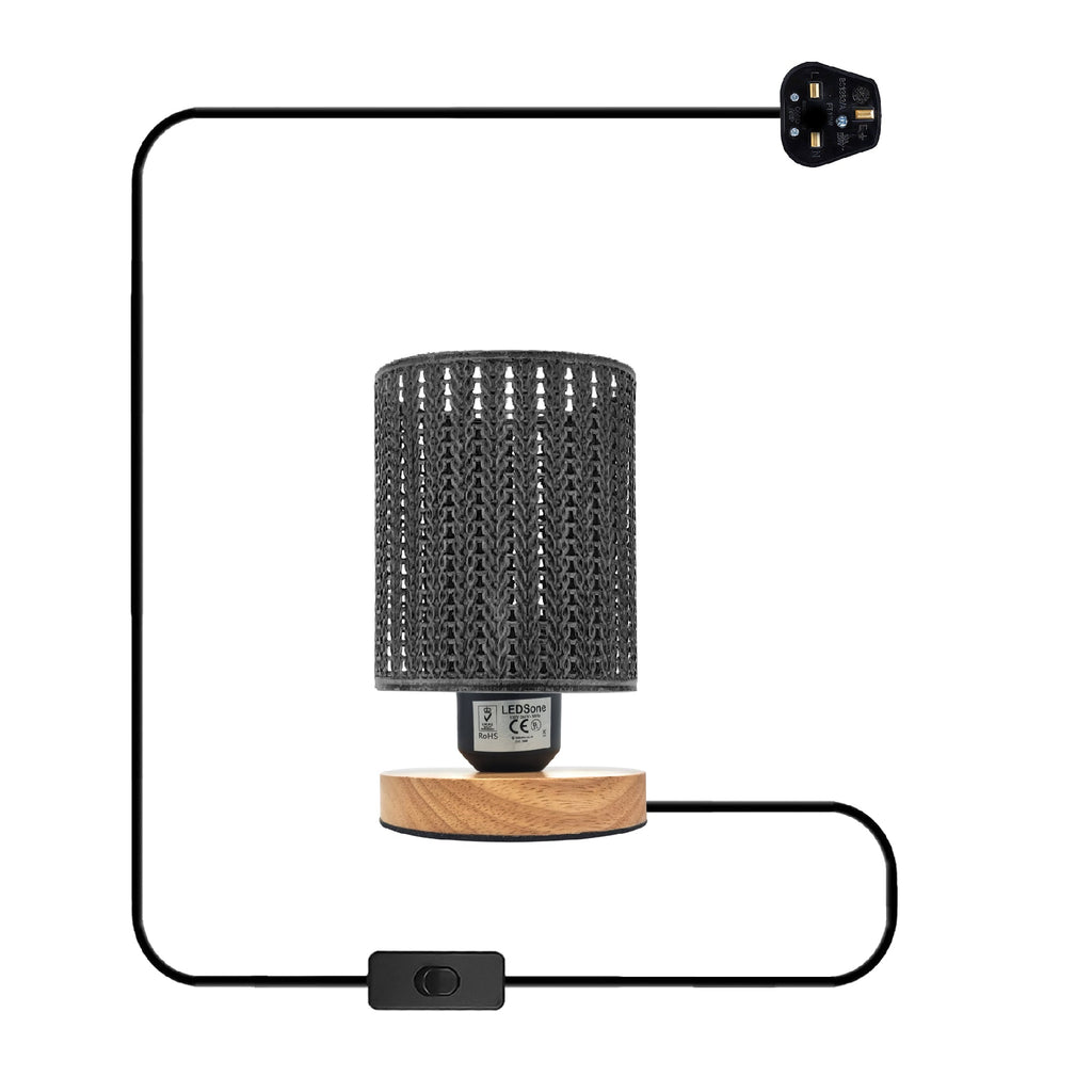 Chic Metal Cage Wooden Base Table Lamp for Modern Home Decor Lighting