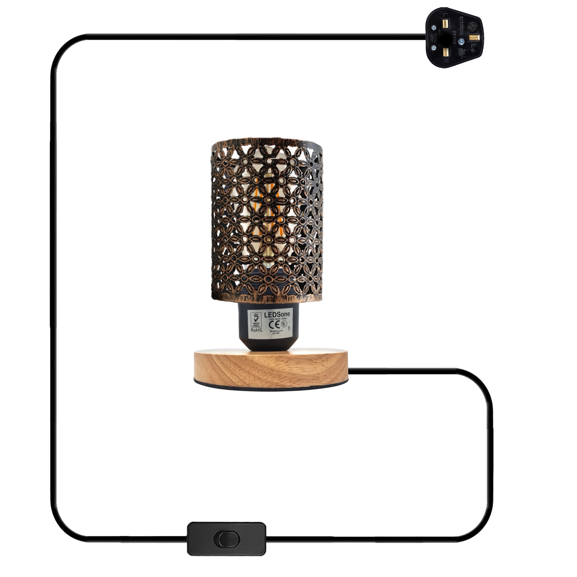 Industrial Metal Barrel Cage Table Lamp with Wood Base for Stylish Home Decor