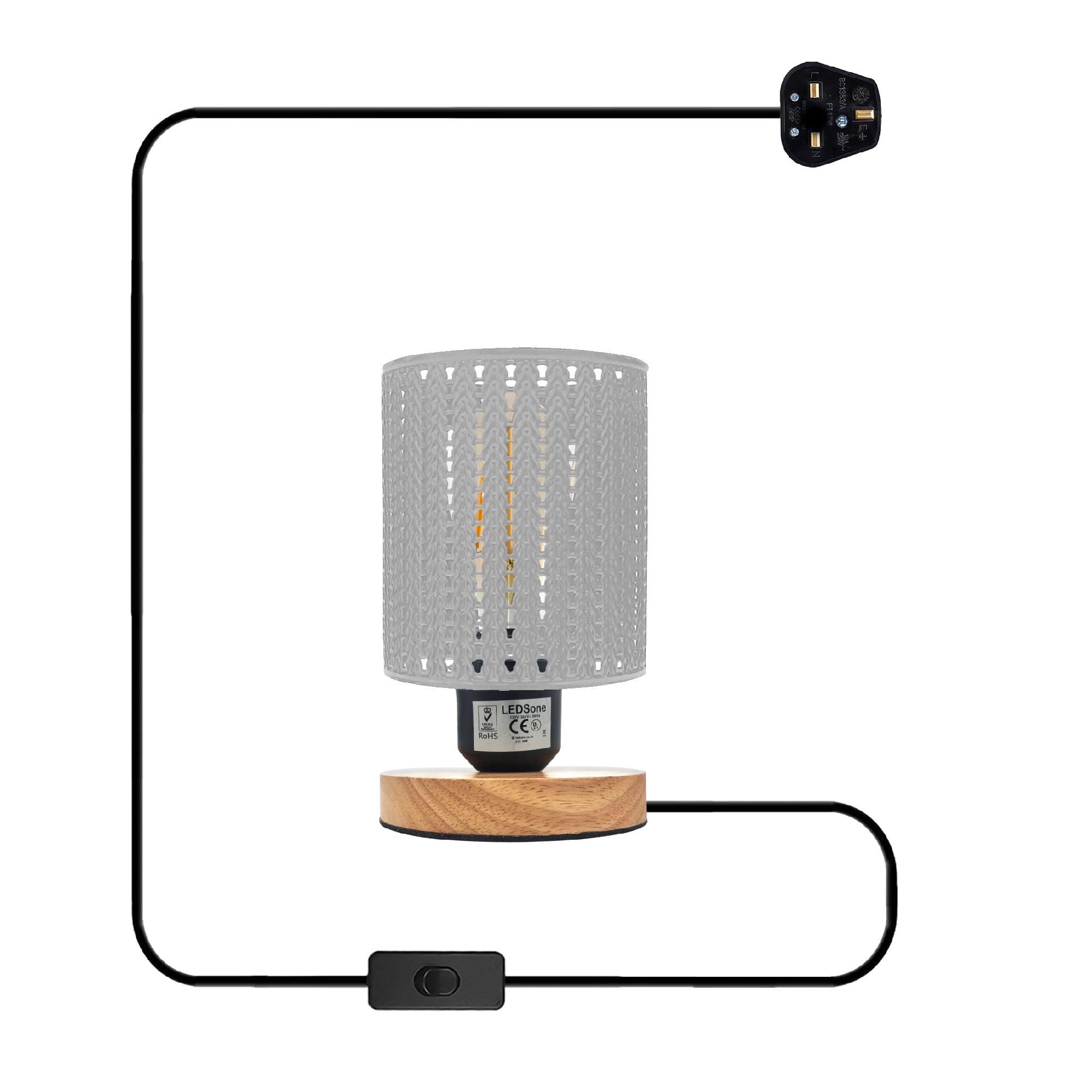 Chic Metal Cage Wooden Base Table Lamp for Modern Home Decor Lighting