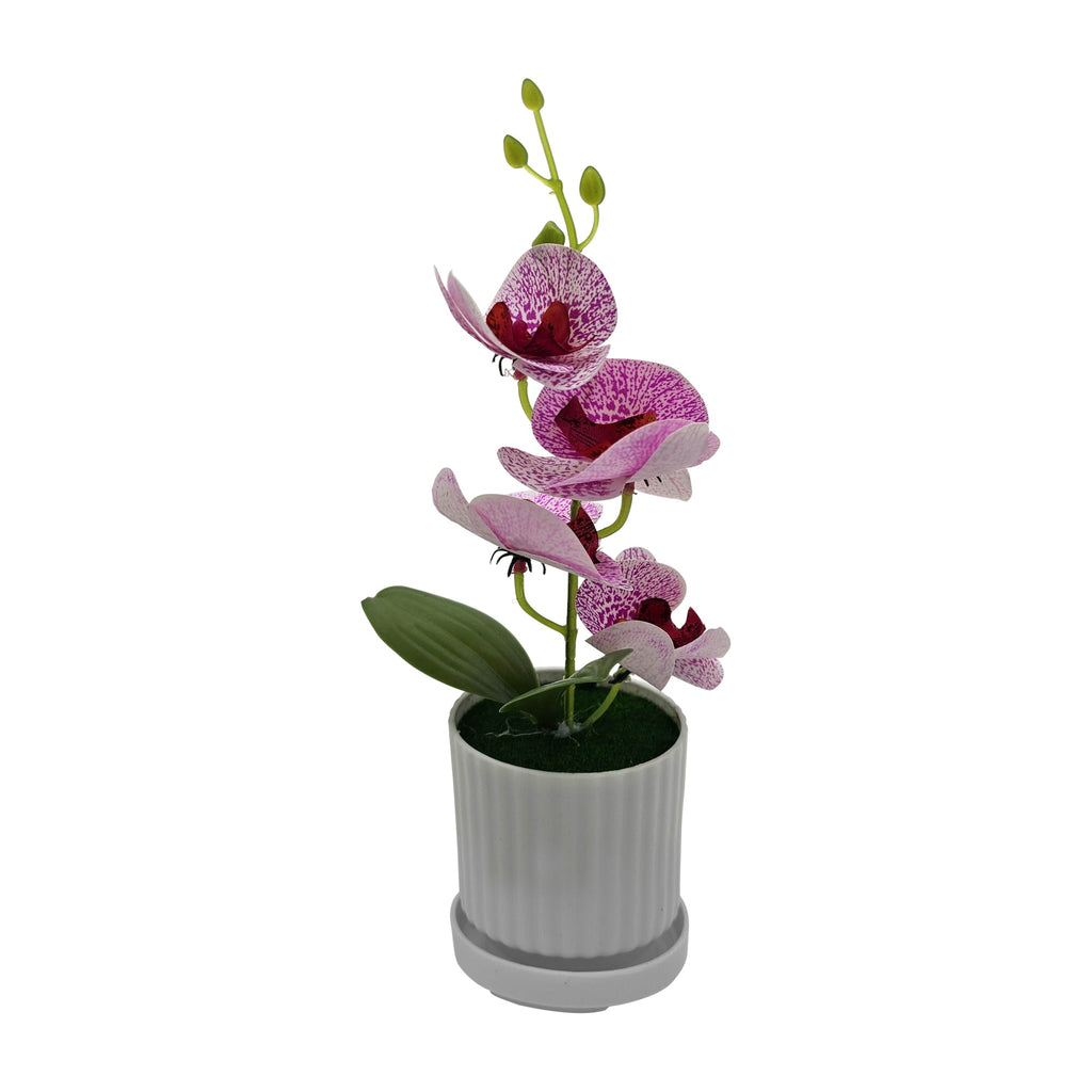 Elegant Artificial Orchid Silk Flower Arrangements in Stylish White Vases