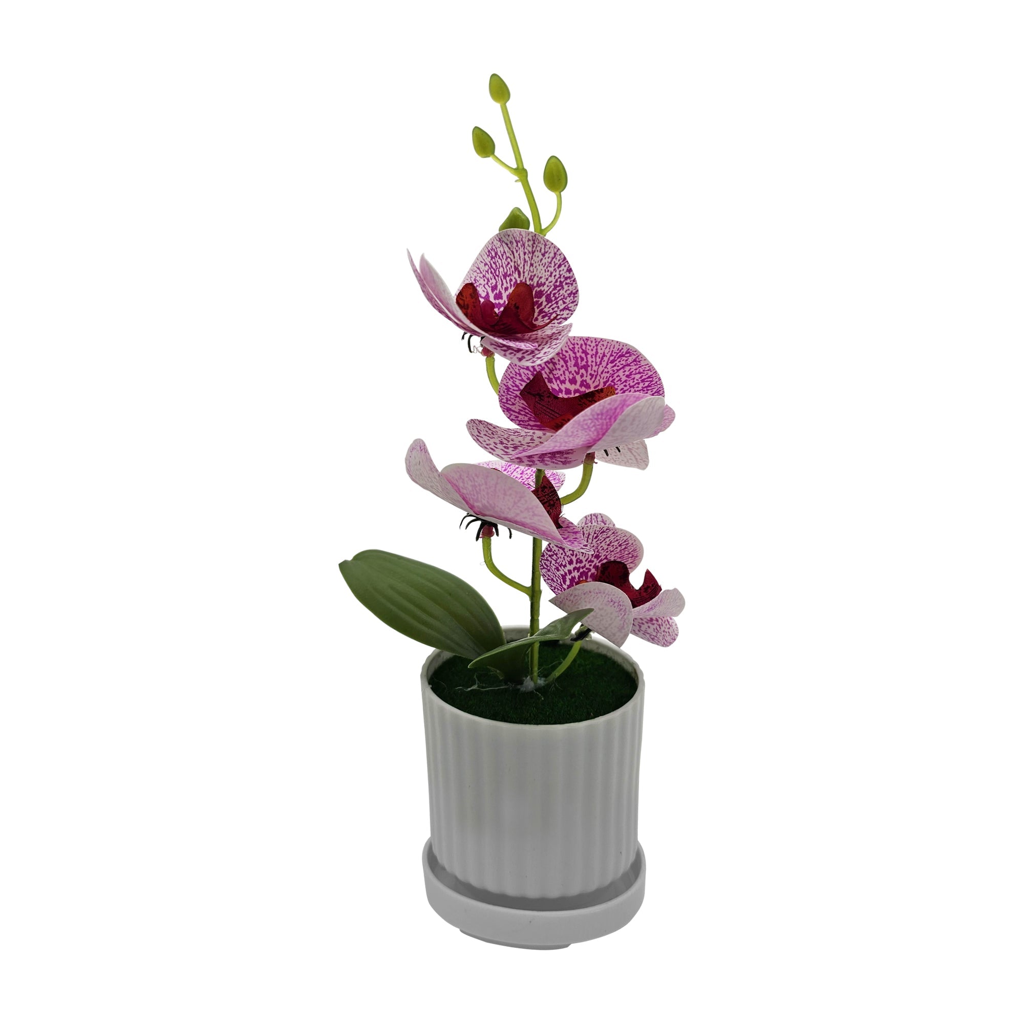 Lifelike Artificial Orchid Flower Arrangement in Elegant Vase for Home Decor