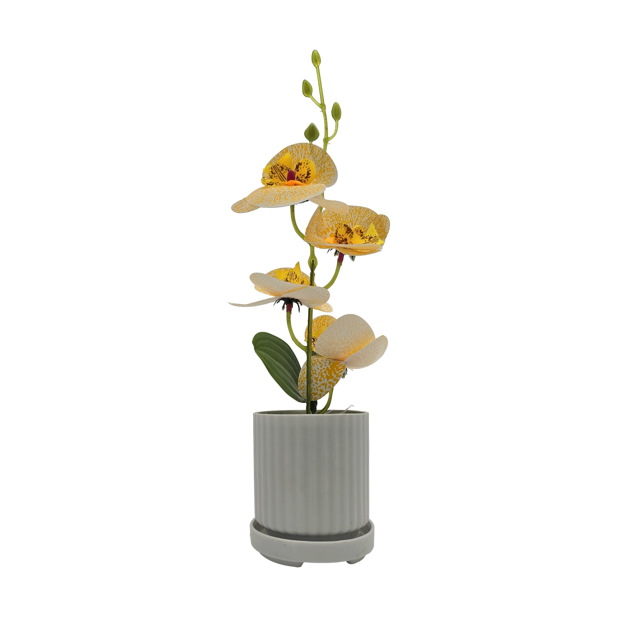 Lifelike Artificial Orchid Flower Arrangement in Elegant Vase for Home Decor