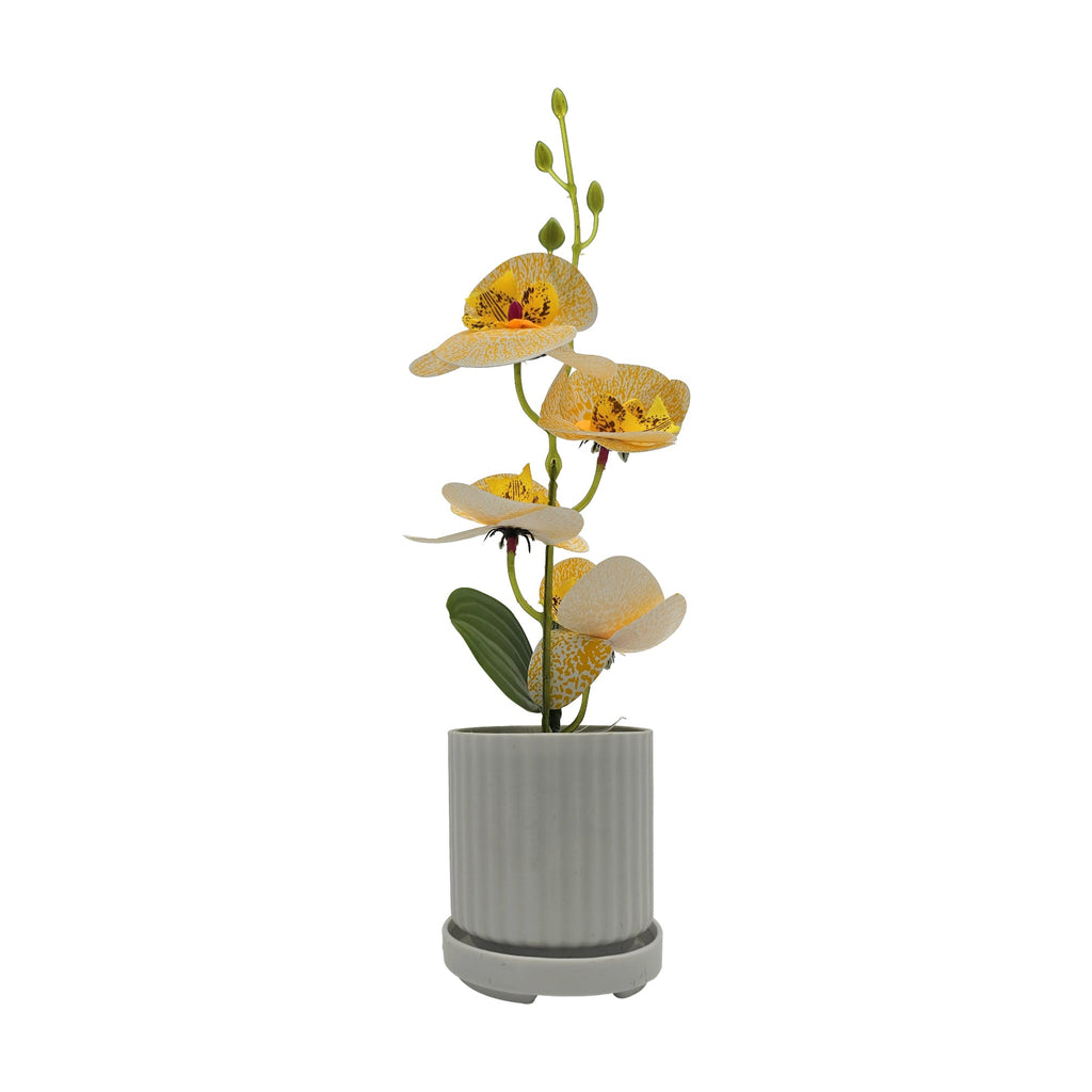 Lifelike Artificial Orchid Plant in Vase, Vibrant Faux Floral Decor