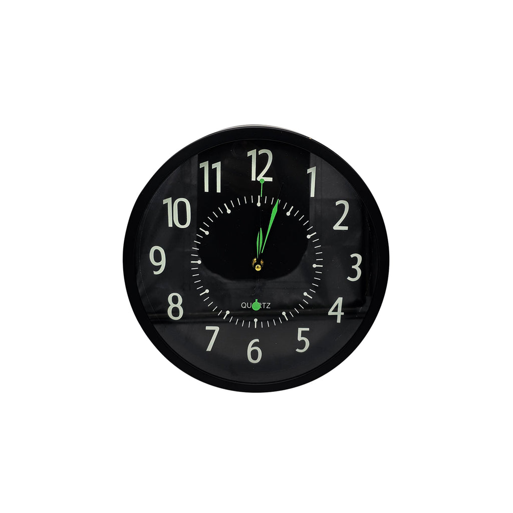 Modern Black Round Wall Clock Silent Non-Ticking Glass Face