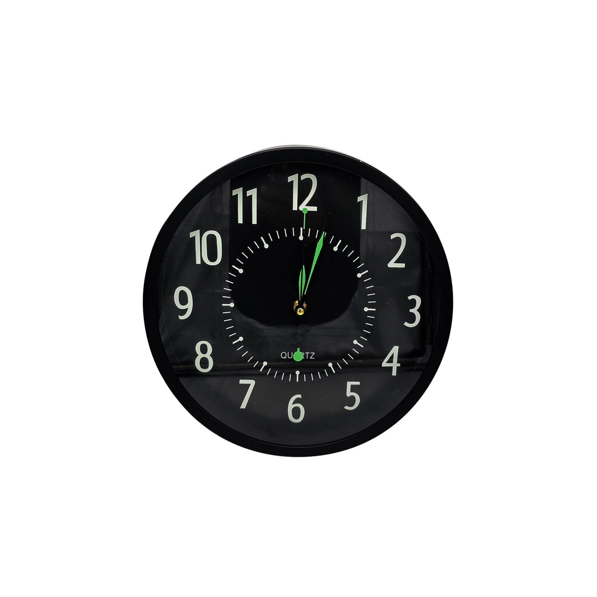 Modern Black Round Wall Clock Silent Non-Ticking Glass Face