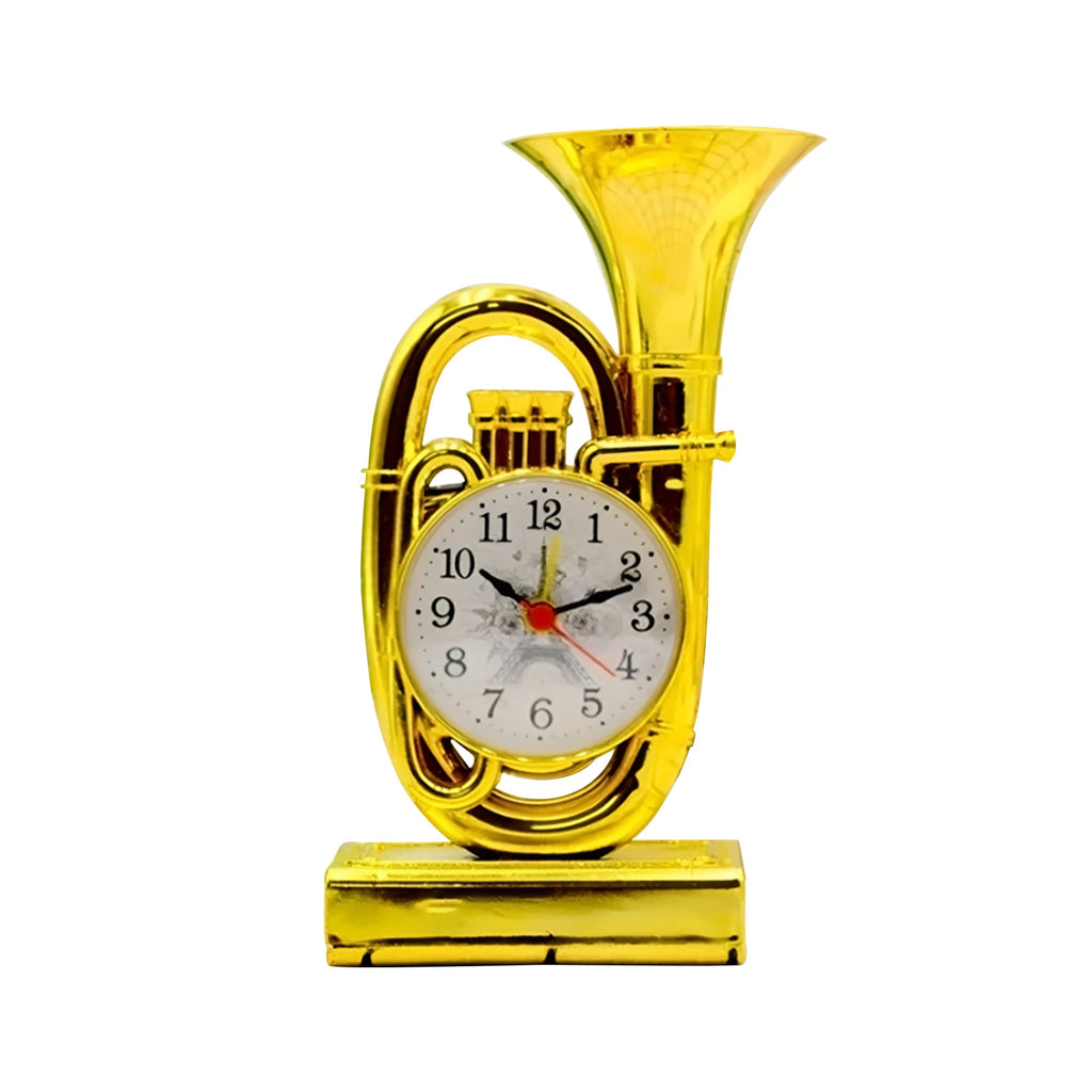 Retro Trumpet Alarm Clock: Analog Display, Stylish Decor, Quartz Movement