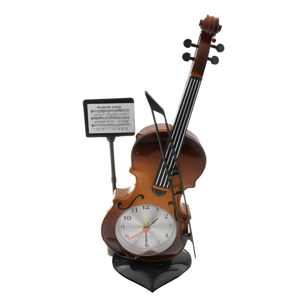 Elegant Violin Design Alarm Clock for Music Lovers, Decorative Bedside Table Clock