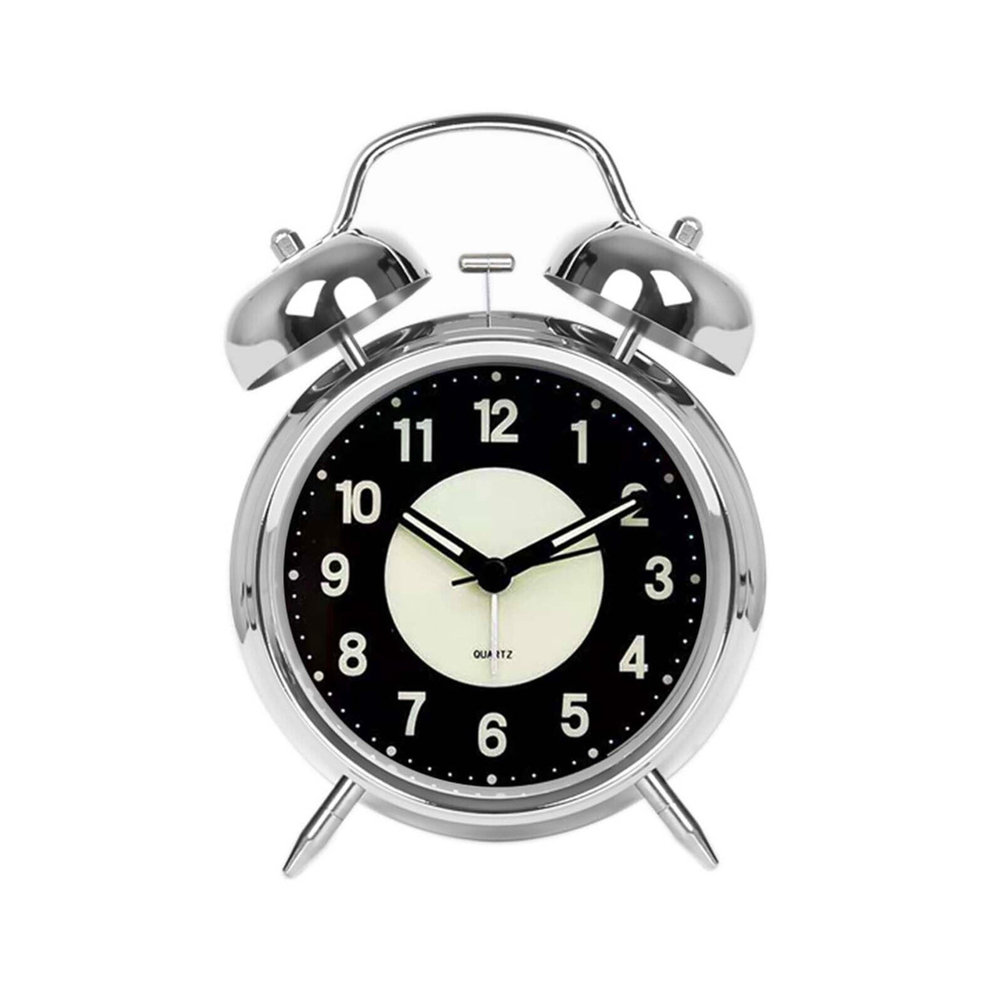 Retro Twin Bell Loud Bedside Alarm Clock Battery Operated for Heavy Sleepers