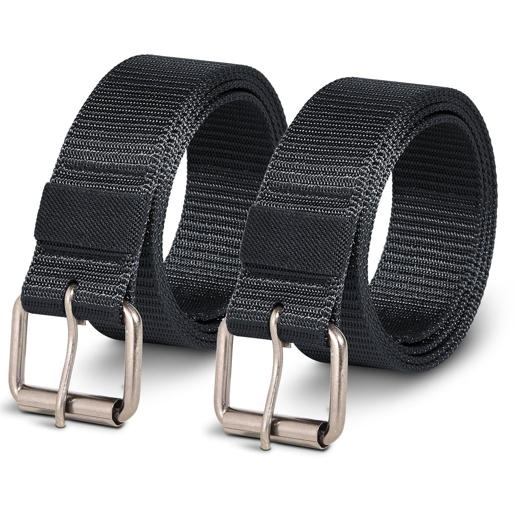 Durable Nylon Skinny Adjustable Pin Buckle Belts for Men - 2 Pack