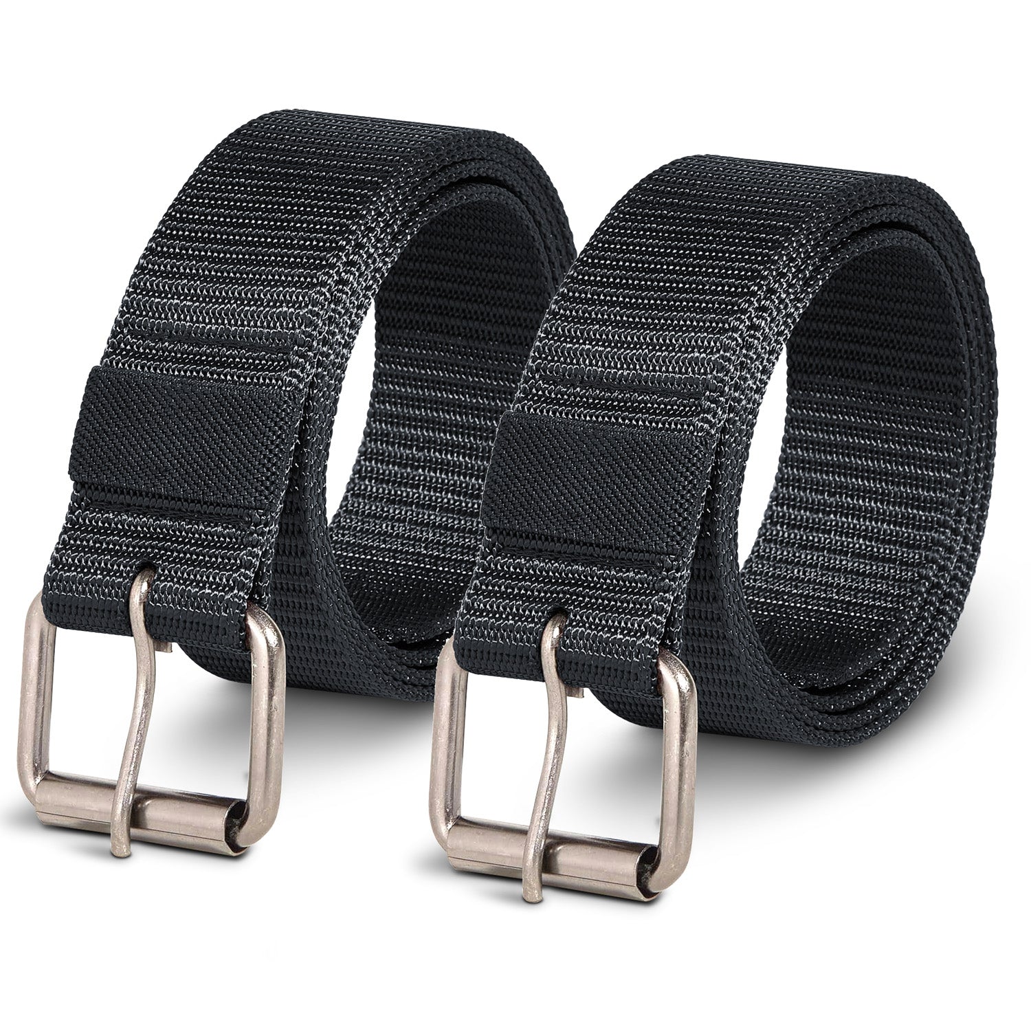 Durable Nylon Skinny Adjustable Pin Buckle Belts for Men - 2 Pack