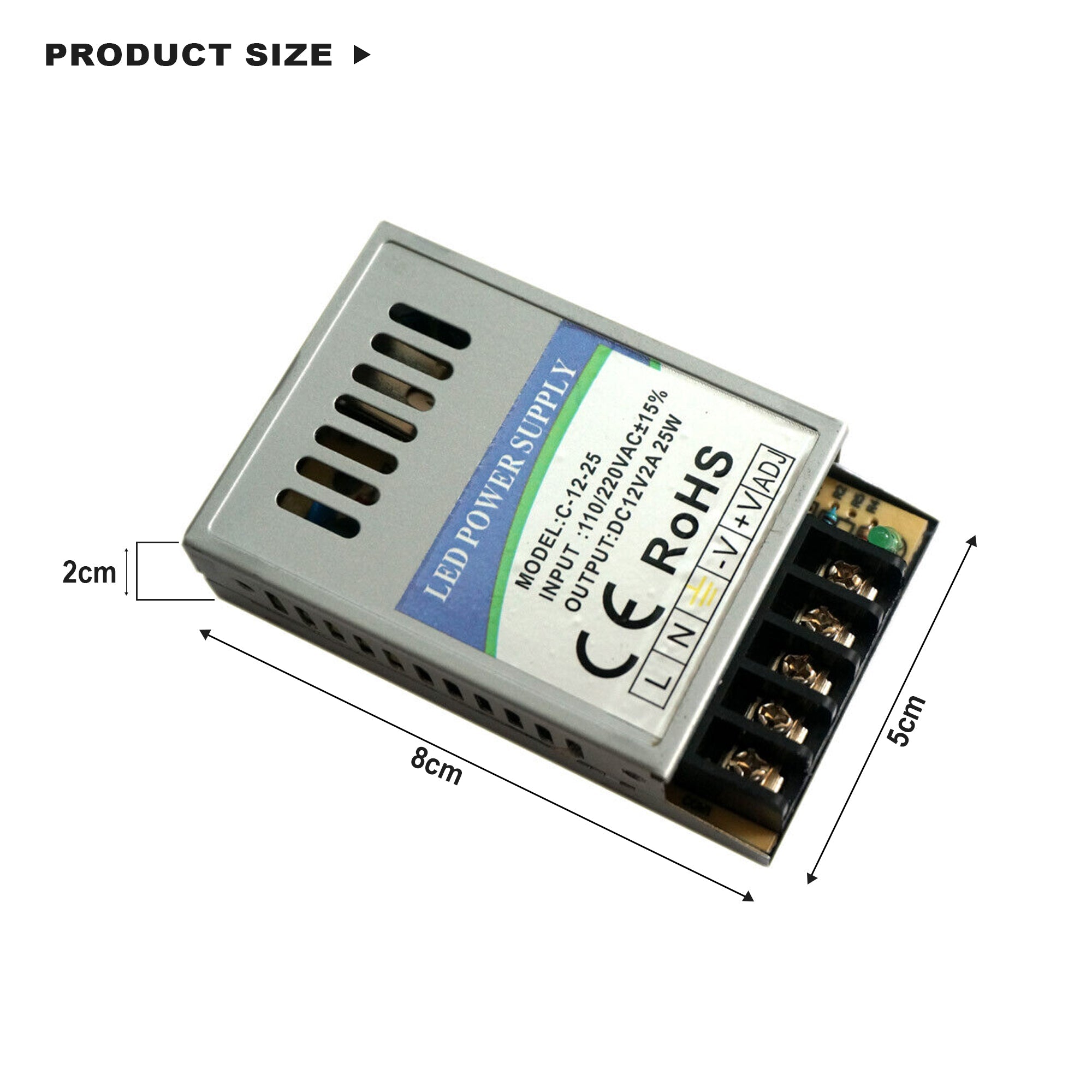 Compact 12V IP20 Switching Power Supply Driver for LED Lighting Projects