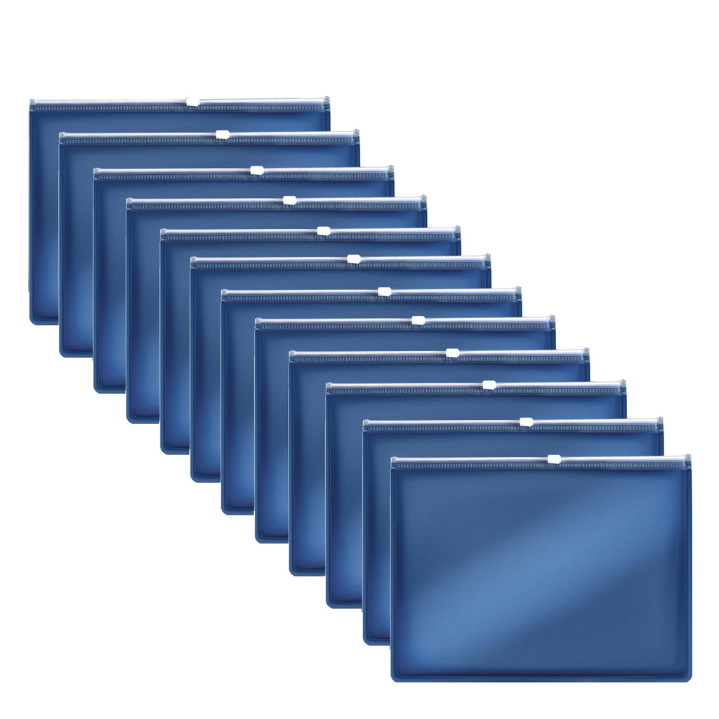 12-Pack A4/A5 Plastic Waterproof Zipper Document Wallets Clear Organizer Folders