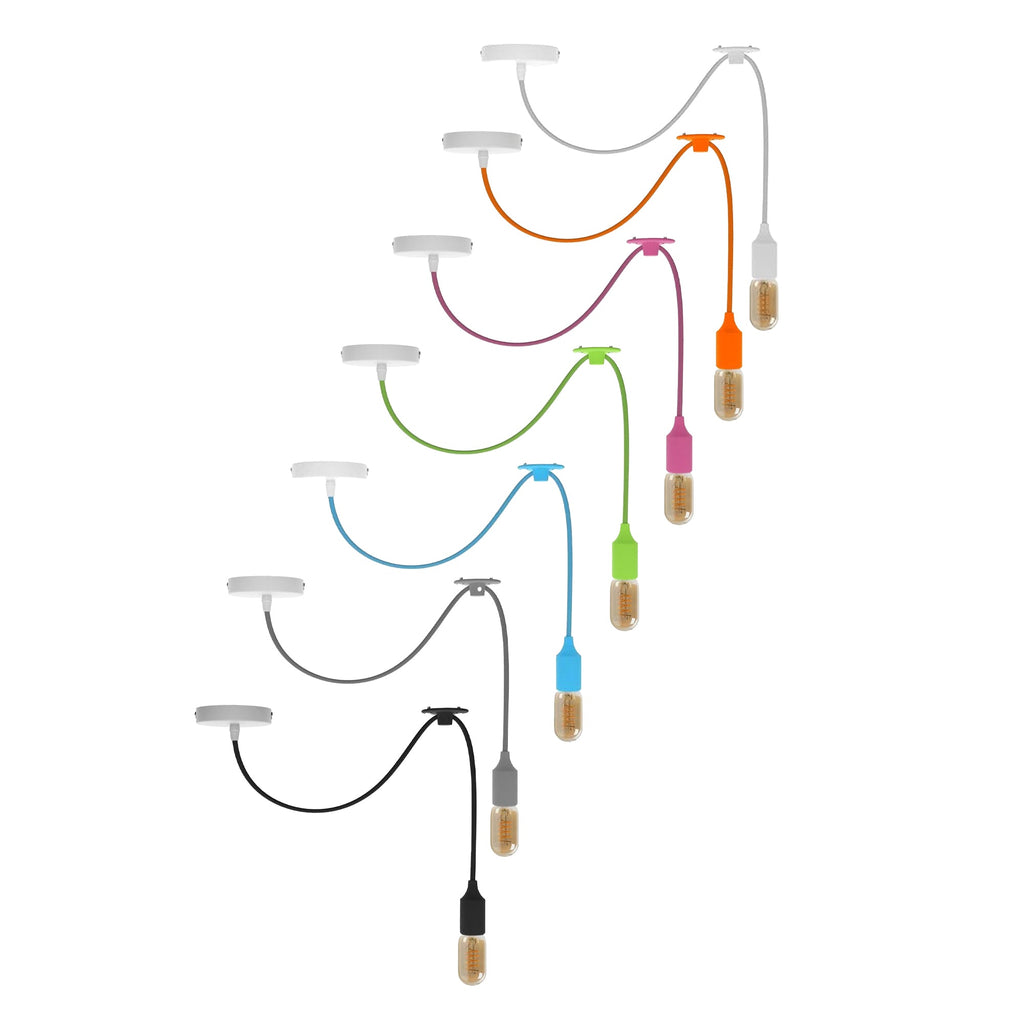 Adjustable E27 Pendant Light Holder Kit, 2M Cable, Multi-Color Design