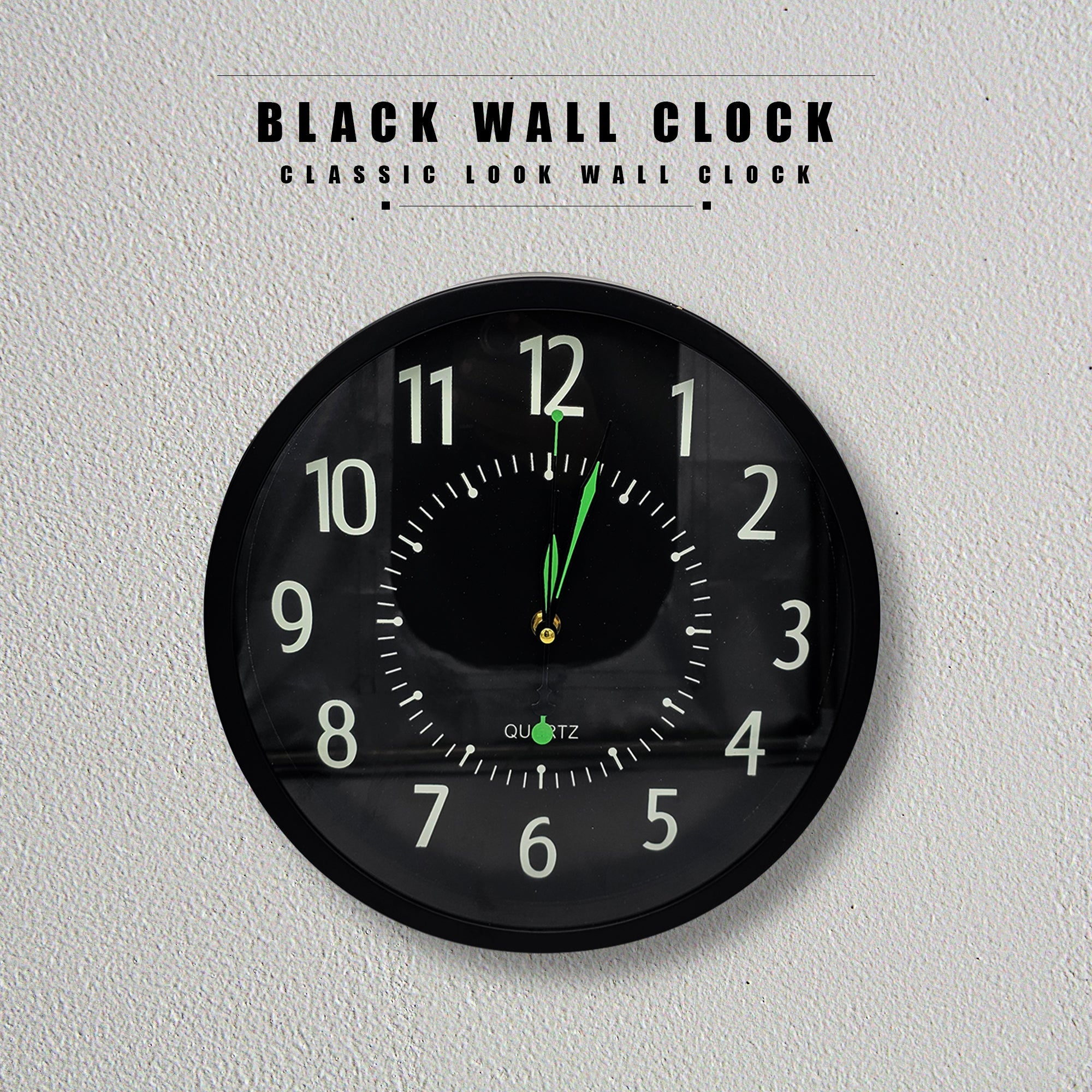 Sleek Black Round Wall Clock with Silent Non-Ticking Movement for Modern Decor