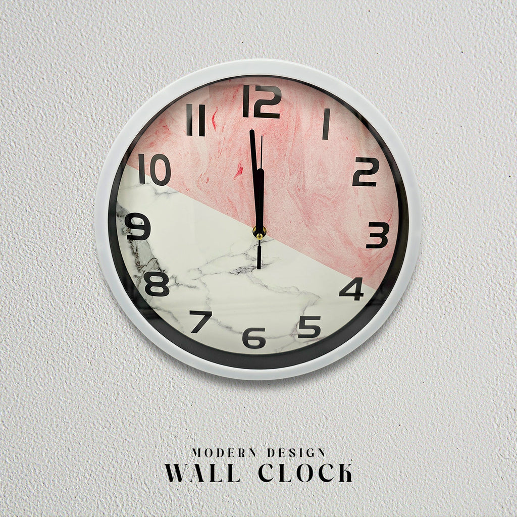 Modern Black and Pink Abstract Without Ticking Noises wall clocks~5196