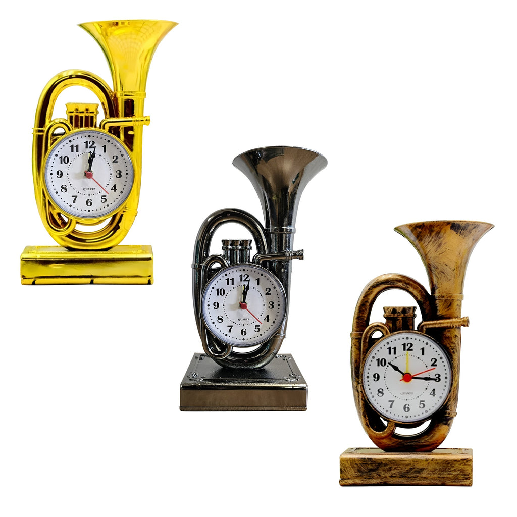 Retro Trumpet Style Analog Alarm Clock for Stylish Bedroom Decor