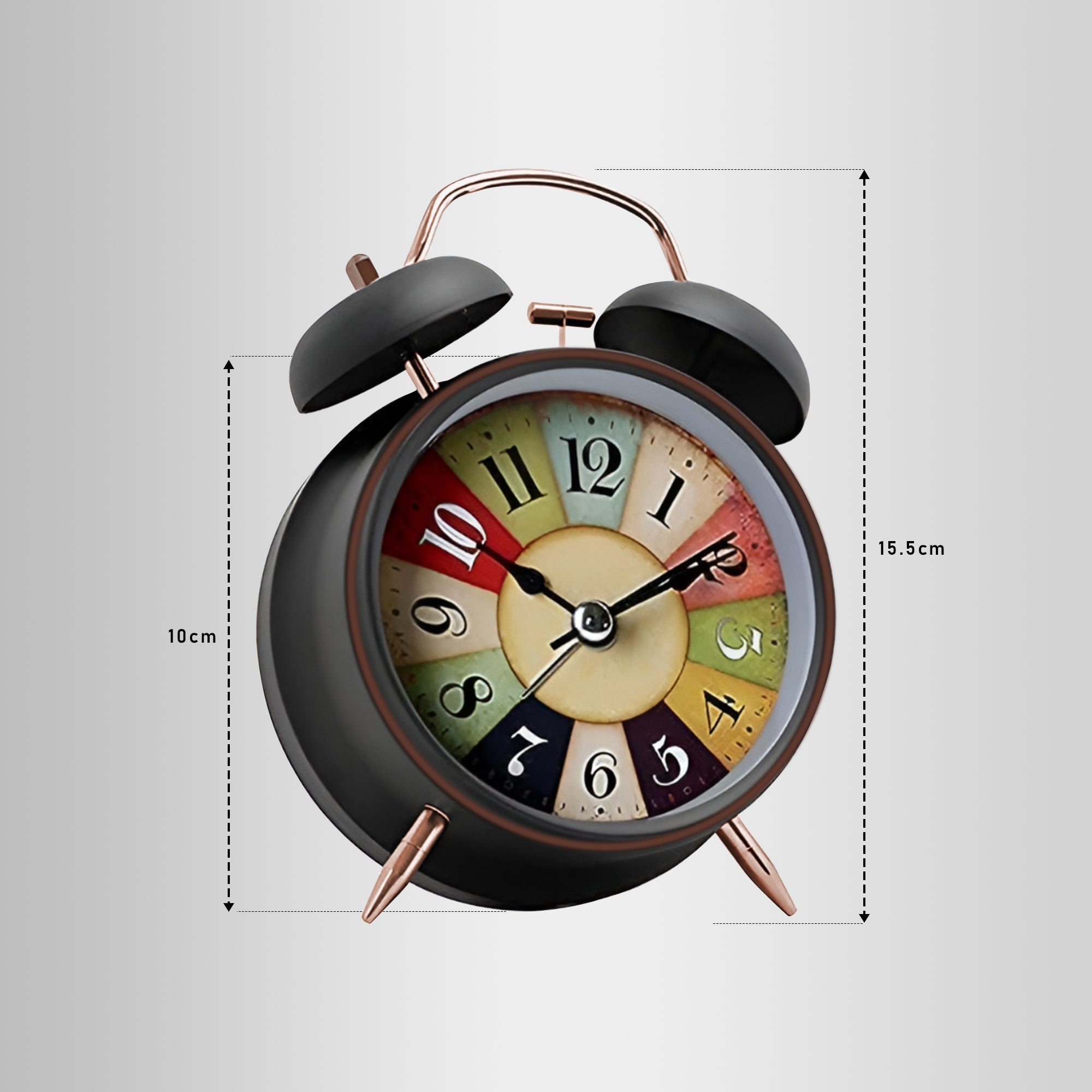 Black Twin Bell Bedside Alarm Clocks (Modern & Battery Operated)  ~5220