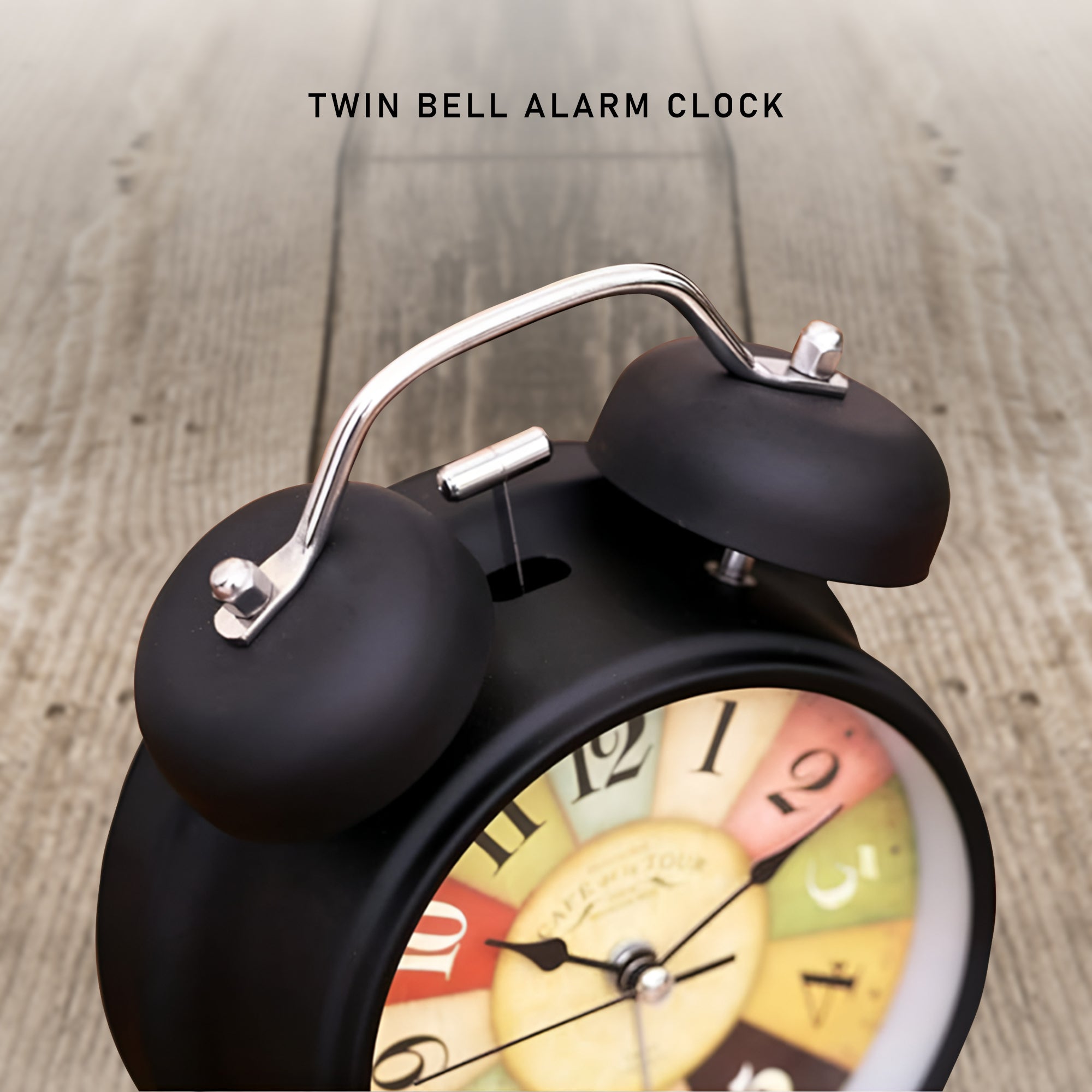 Black Twin Bell Bedside Alarm Clocks (Modern & Battery Operated)  ~5220