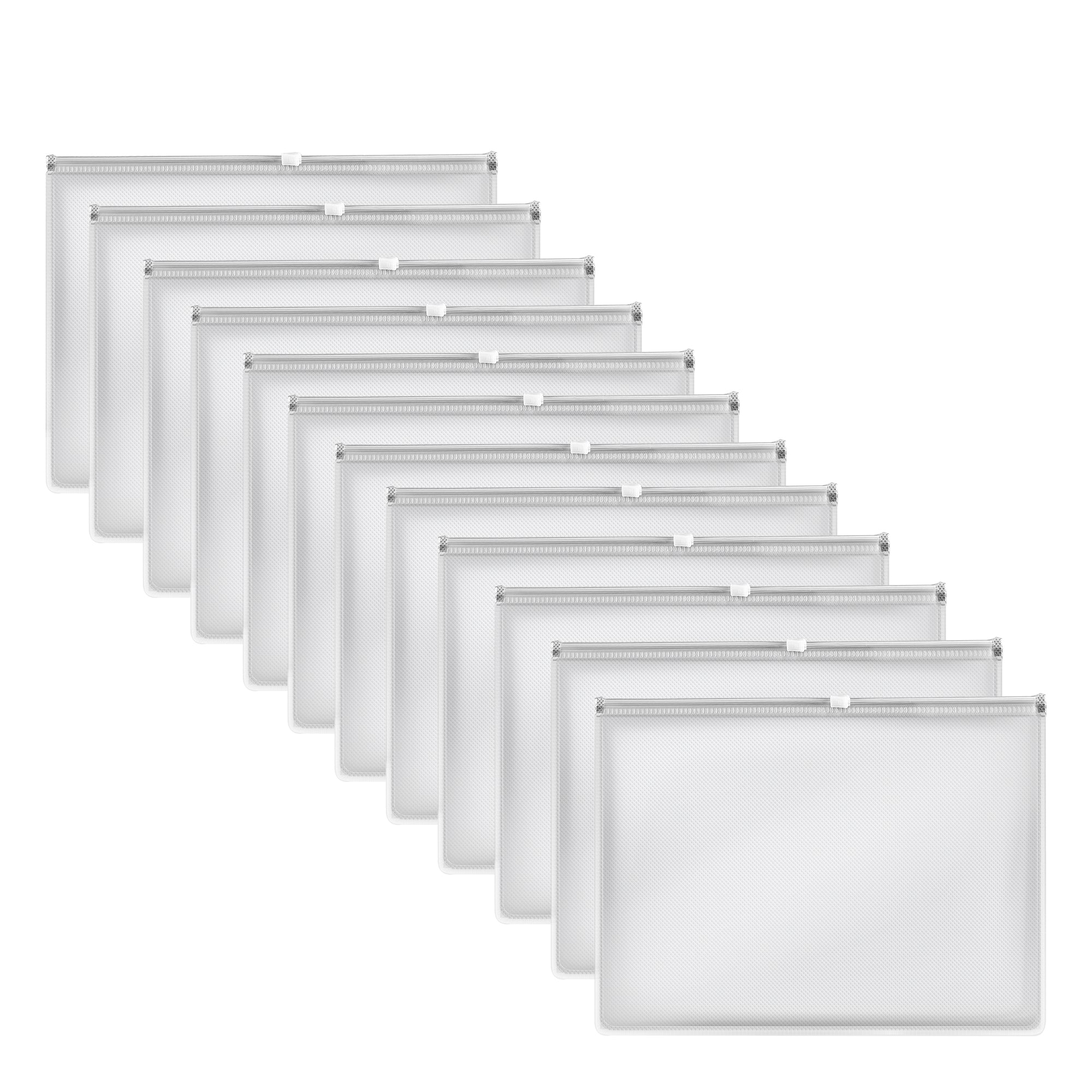 12-Pack A4/A5 Plastic Waterproof Zipper Document Wallets Clear Organizer Folders