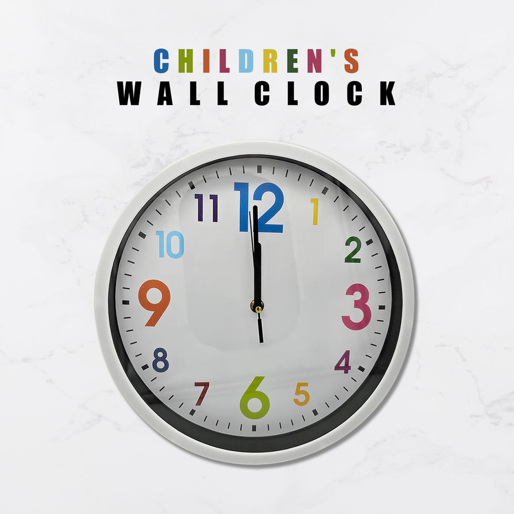 Colourful Children's Battery-Operated Quartz Round Wall Clock~5194