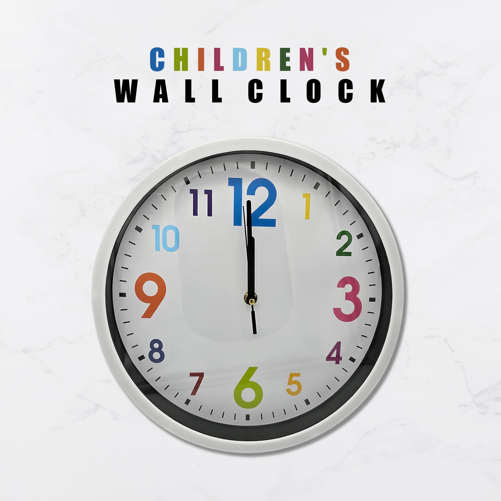 Colourful Children's Battery-Operated Quartz Round Wall Clock~5194