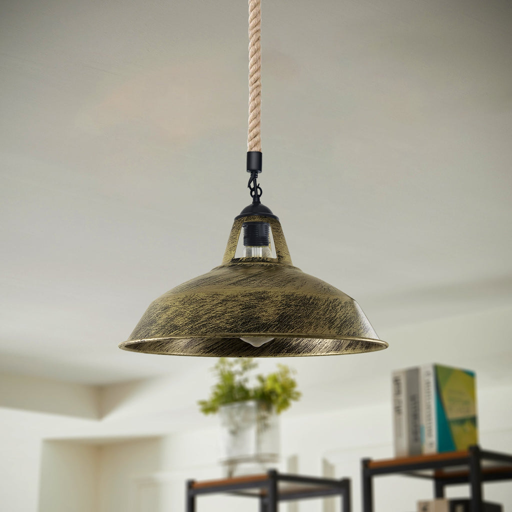 Rustic Industrial E27 Edison Hemp Rope Pendant Light Fixture Barn Home