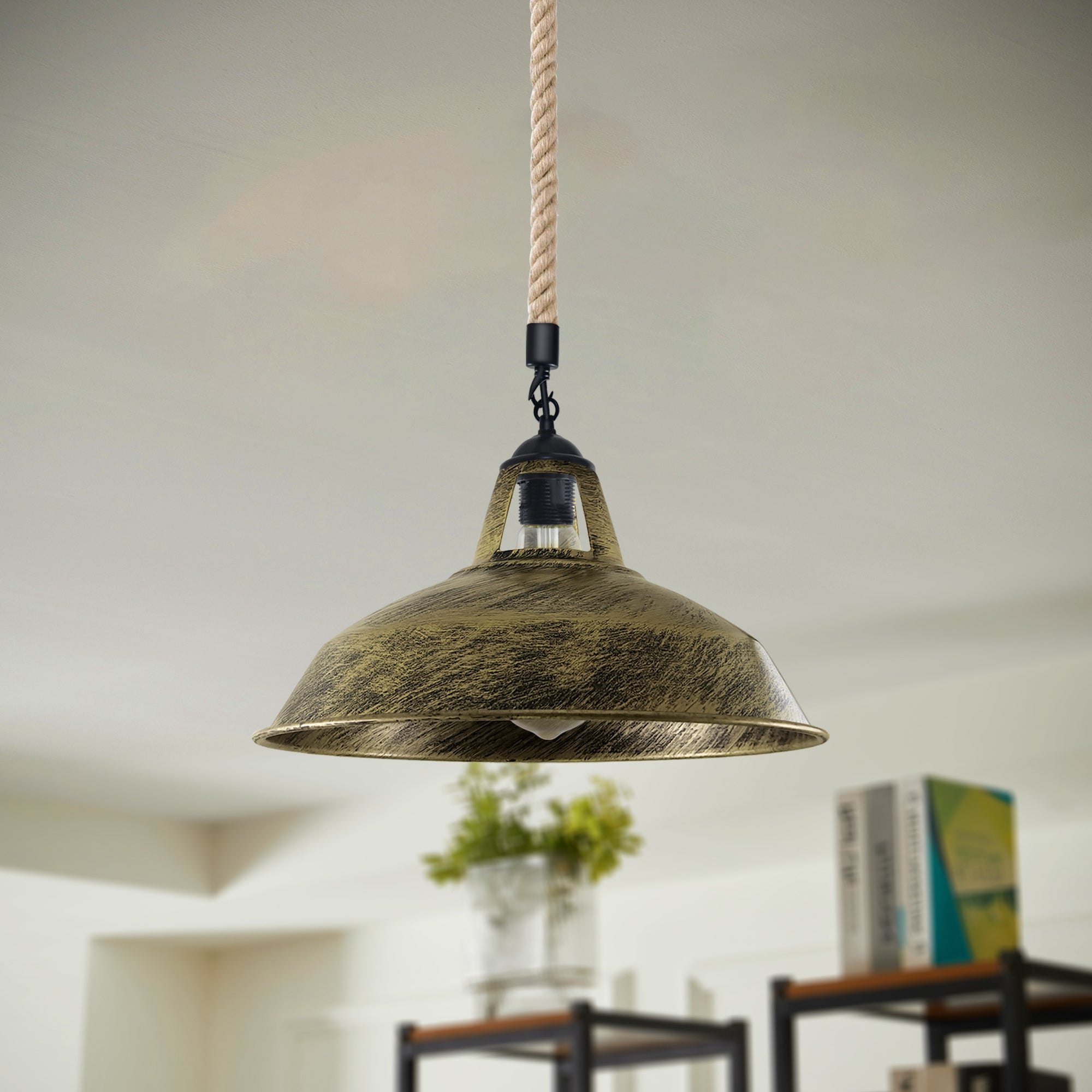 Rustic Industrial E27 Edison Hemp Rope Pendant Light Fixture Barn Home