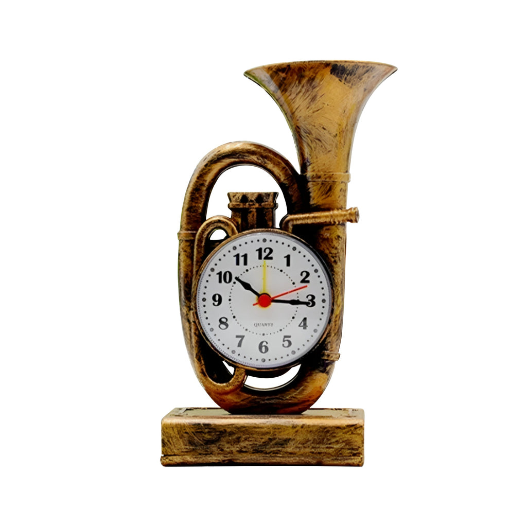 Retro Trumpet Style Analog Alarm Clock for Stylish Bedroom Decor