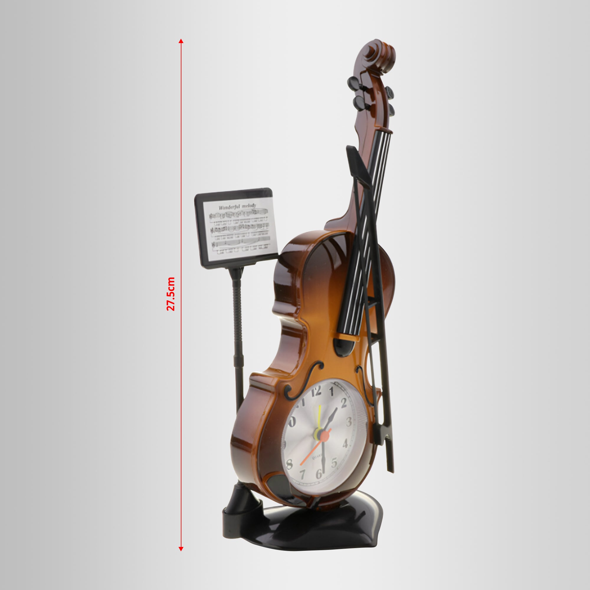 Elegant Violin Design Alarm Clock for Music Lovers, Decorative Bedside Table Clock