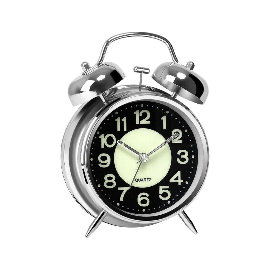 Retro Twin Bell Loud Bedside Alarm Clock Battery Operated for Heavy Sleepers