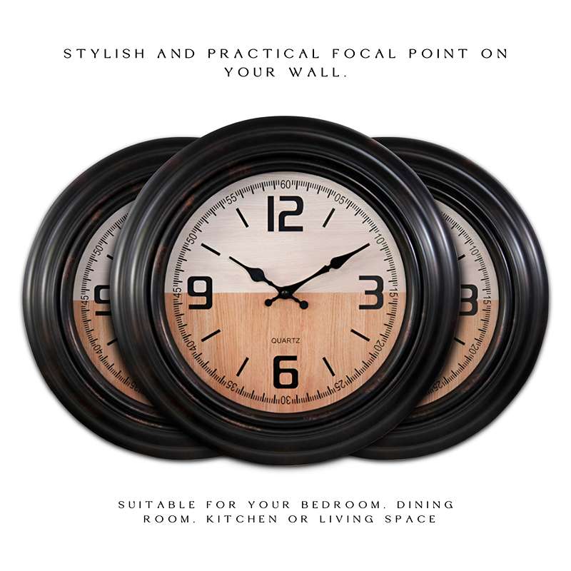 Black Round Vintage Large Wall Clocks for Living Room ~ 5154