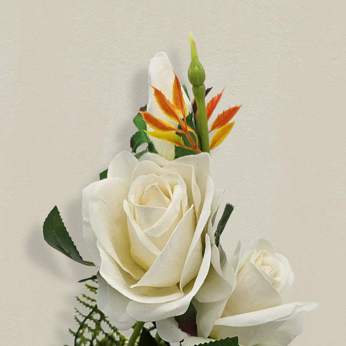Lifelike Artificial Rose Flower Arrangement with Decorative Vase for Home