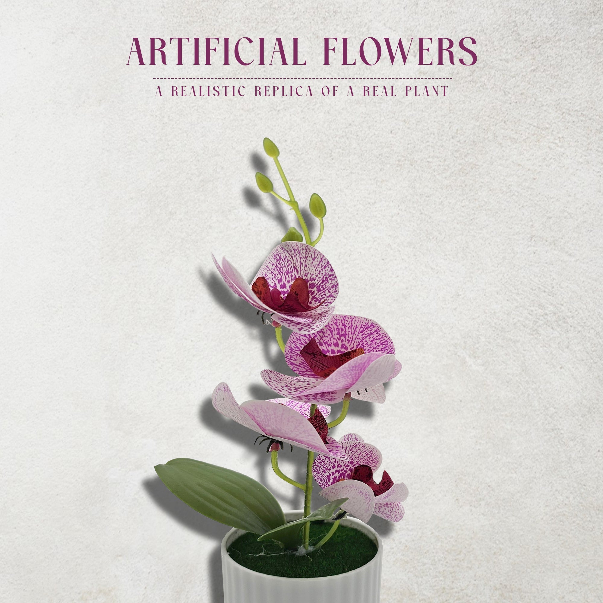 Lifelike Artificial Orchid Plant in Vase, Vibrant Faux Floral Decor