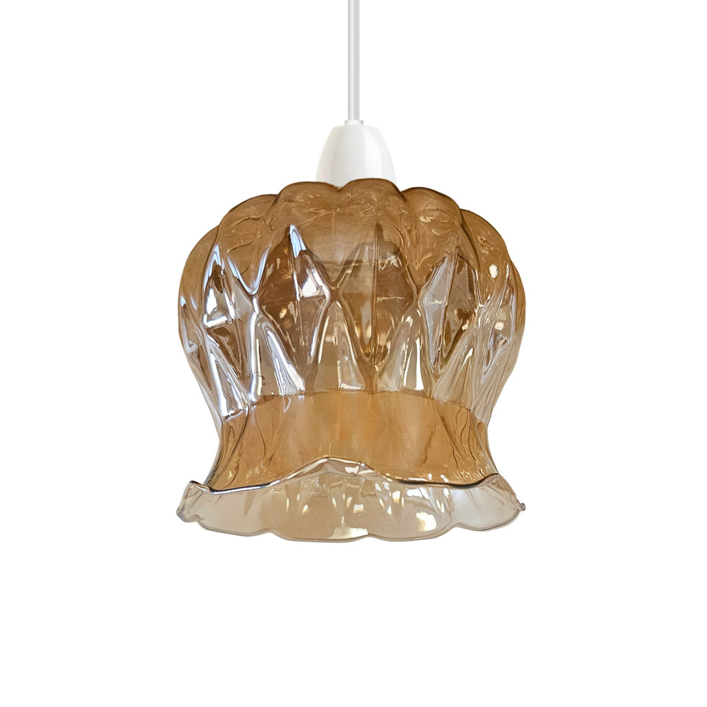 Modern Floral Glass Pendant Light Shade Easy Fit Chrome Finish