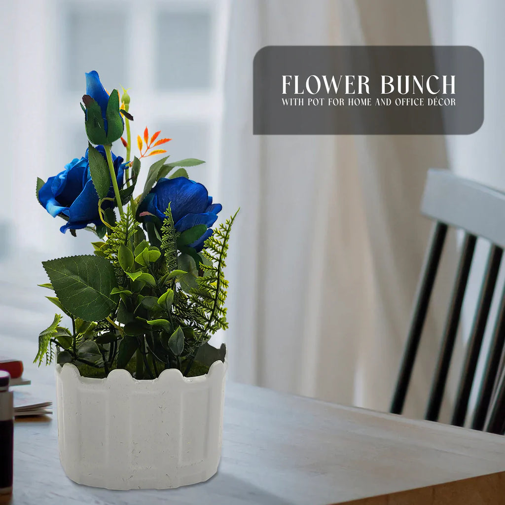 Lifelike Artificial Rose Flower Arrangement with Decorative Vase for Home