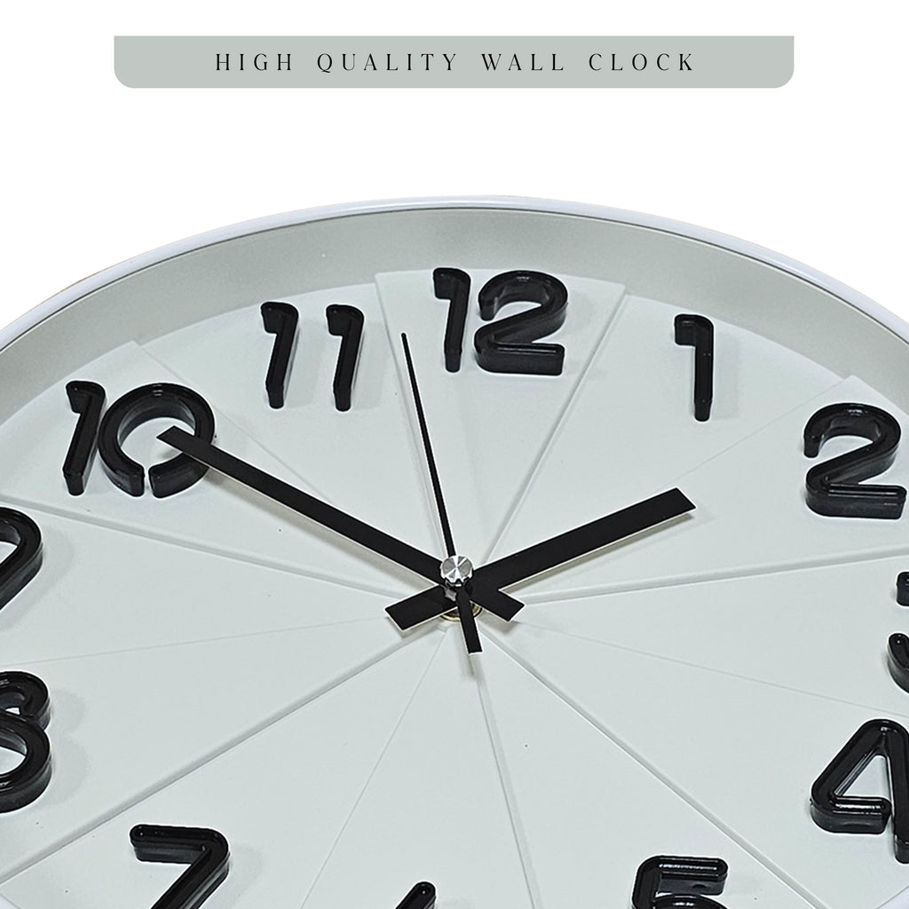 Modern Silent Non Ticking Round Wall Clock with Glass Face
