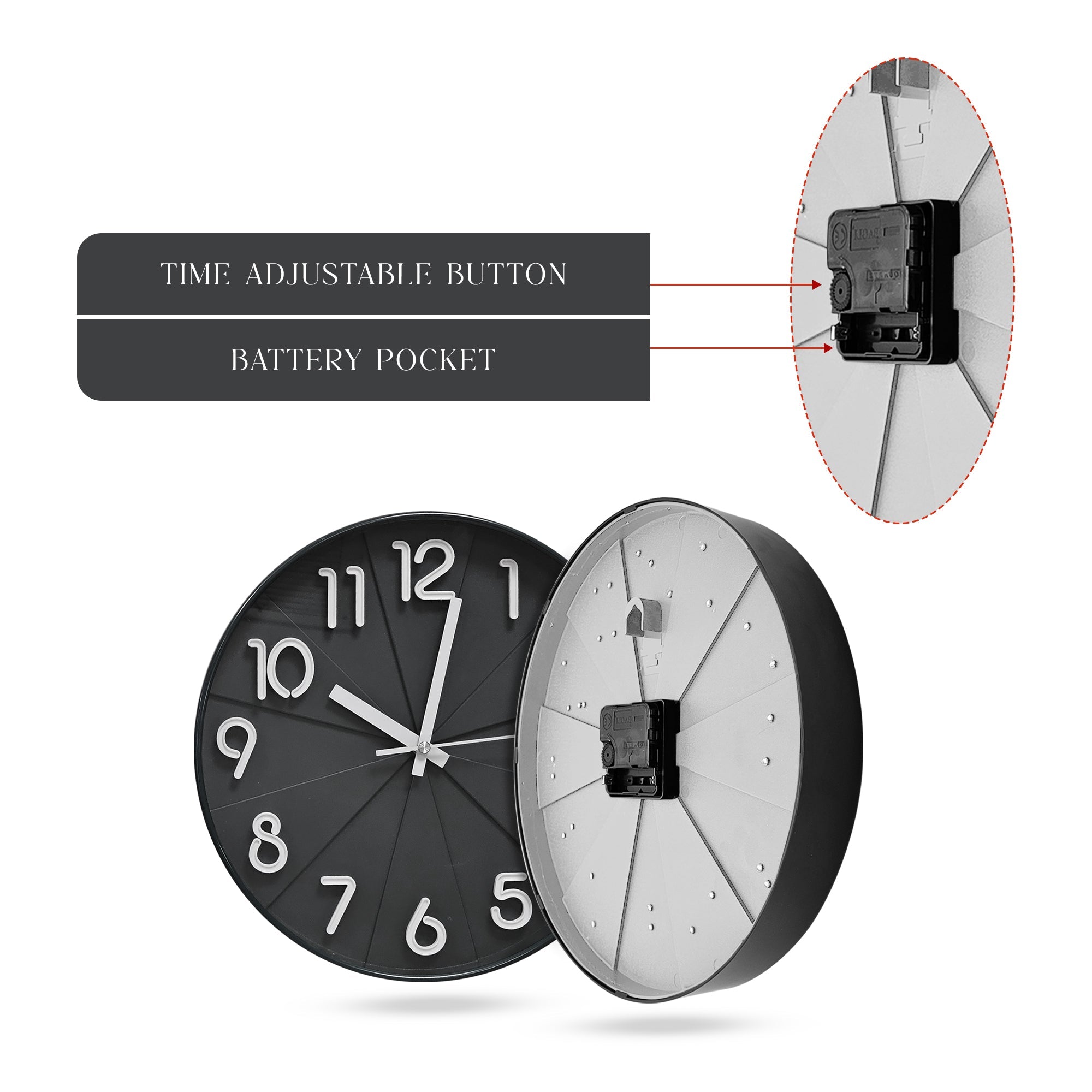 Silent Round Wall Clock: Tempered Glass Modern Non-Ticking Design for Home