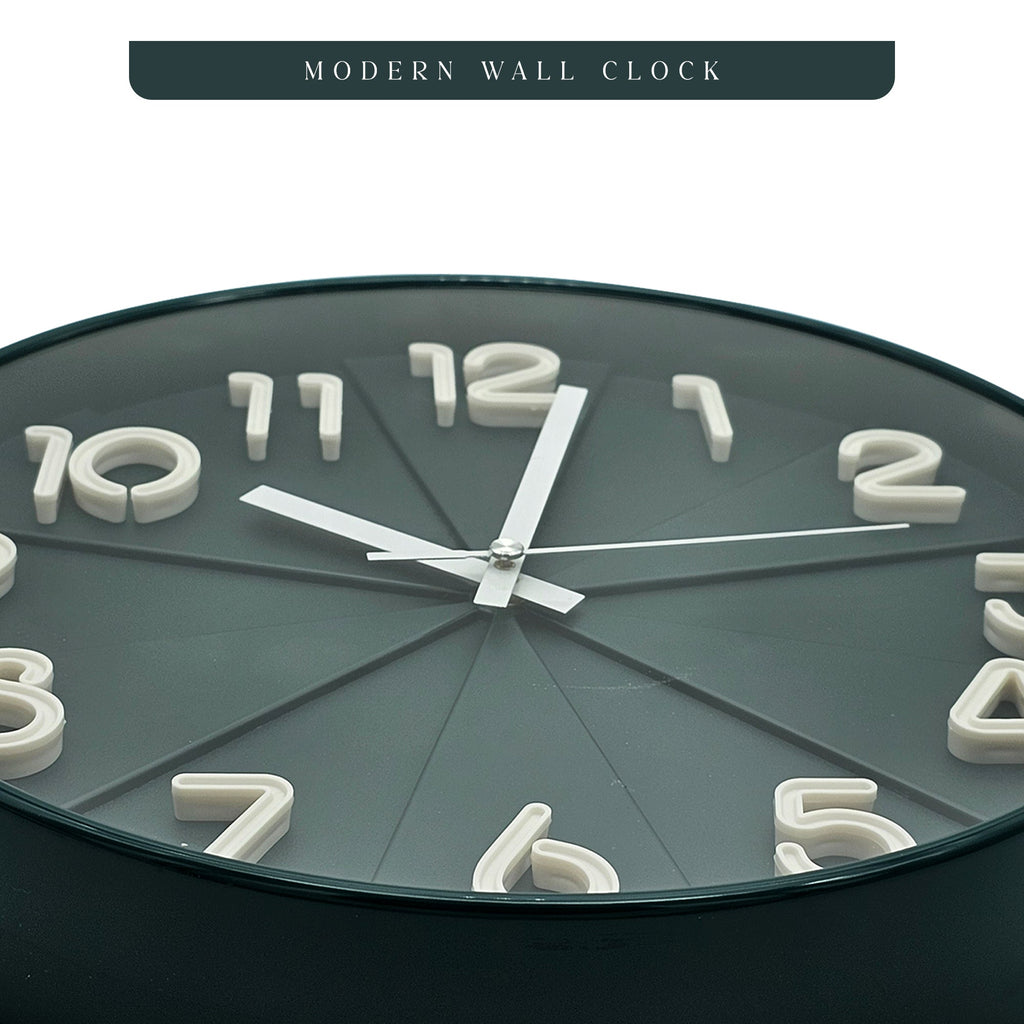 Modern Silent Non Ticking Round Wall Clock with Glass Face