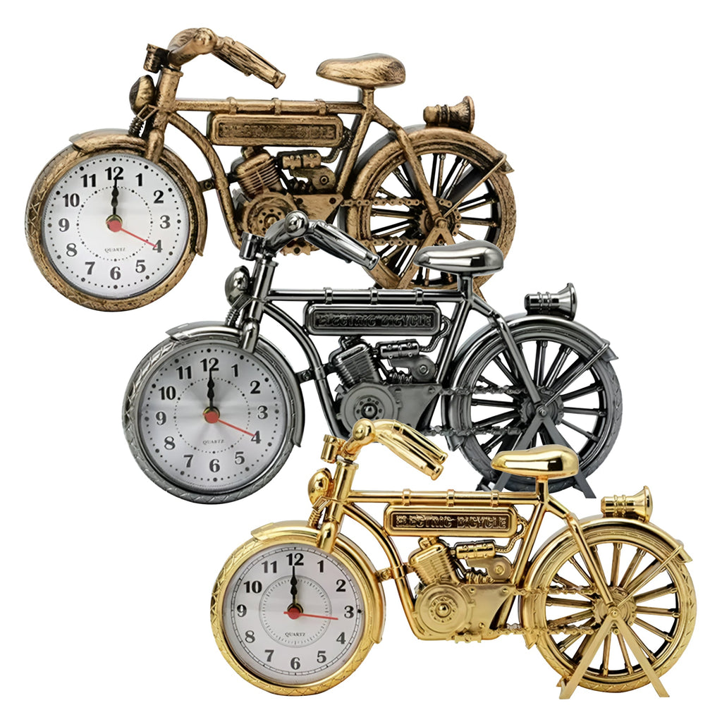 Retro Bicycle Shaped Table Clock with Silent Analogue Movement