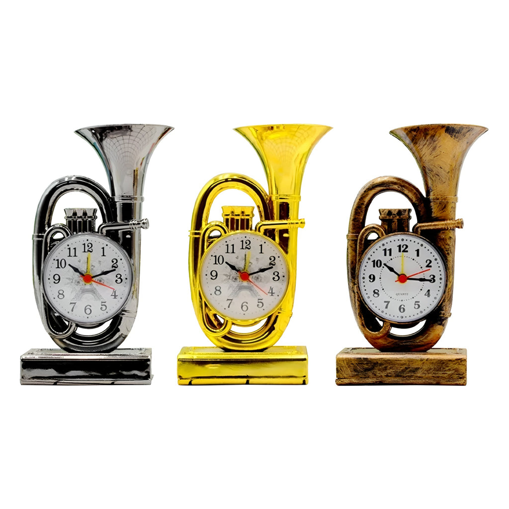 Retro Trumpet Style Analog Alarm Clock for Stylish Bedroom Decor