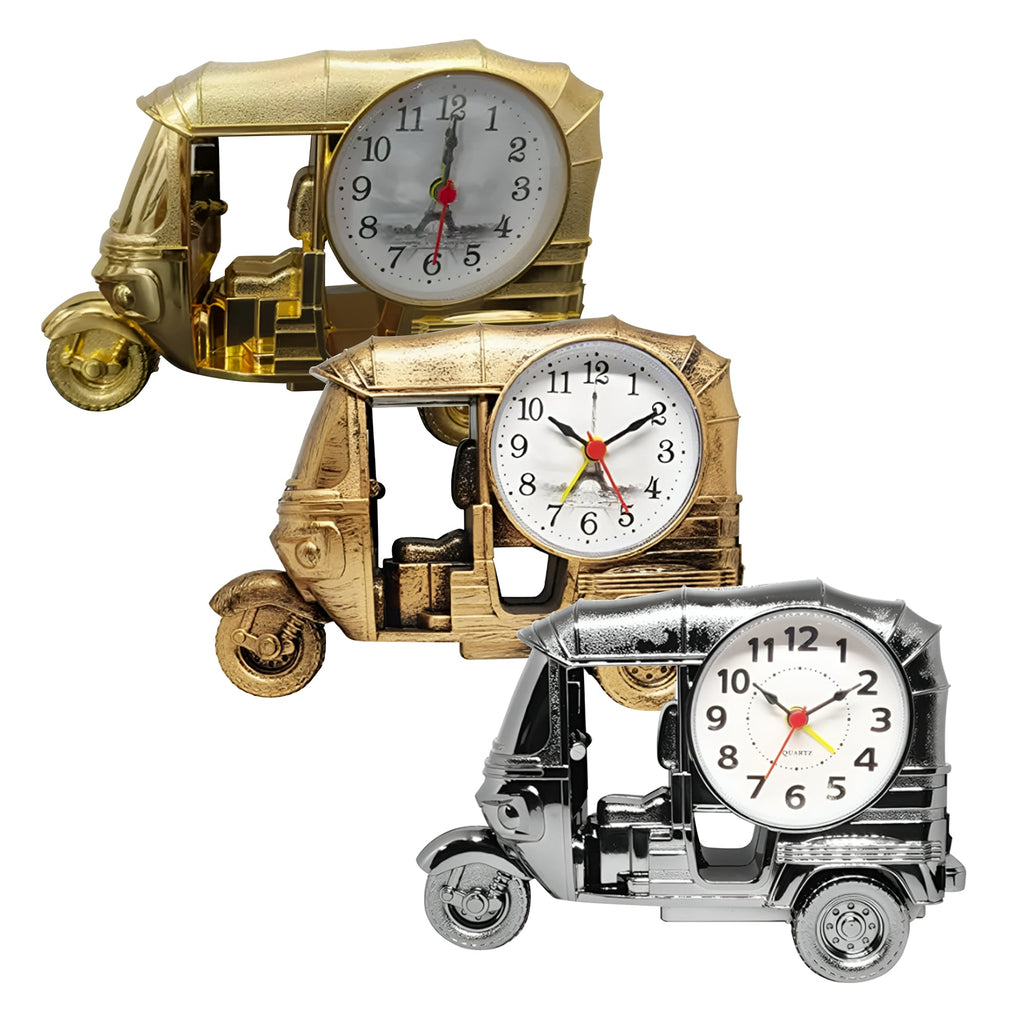 Unique Modern Three-Wheeler Alarm Clock Gift, Stylish Desk & Home Decor