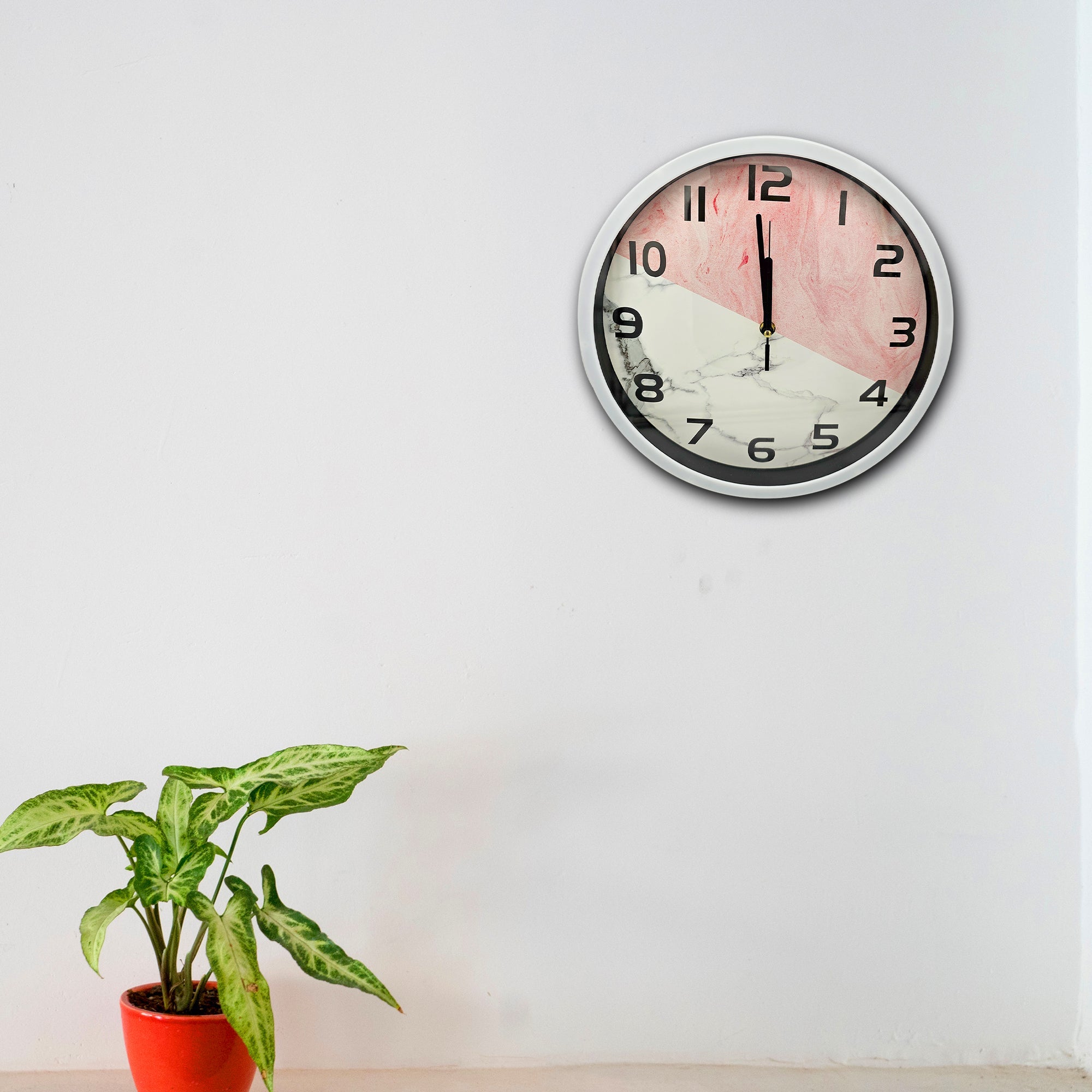 Modern Black and Pink Abstract Without Ticking Noises wall clocks~5196