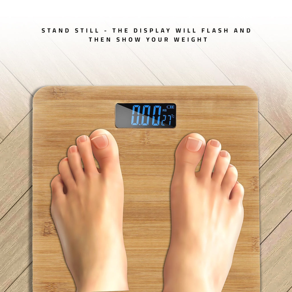 Eco-Friendly Bamboo Digital Bathroom Scale - High Precision Weight Tracker