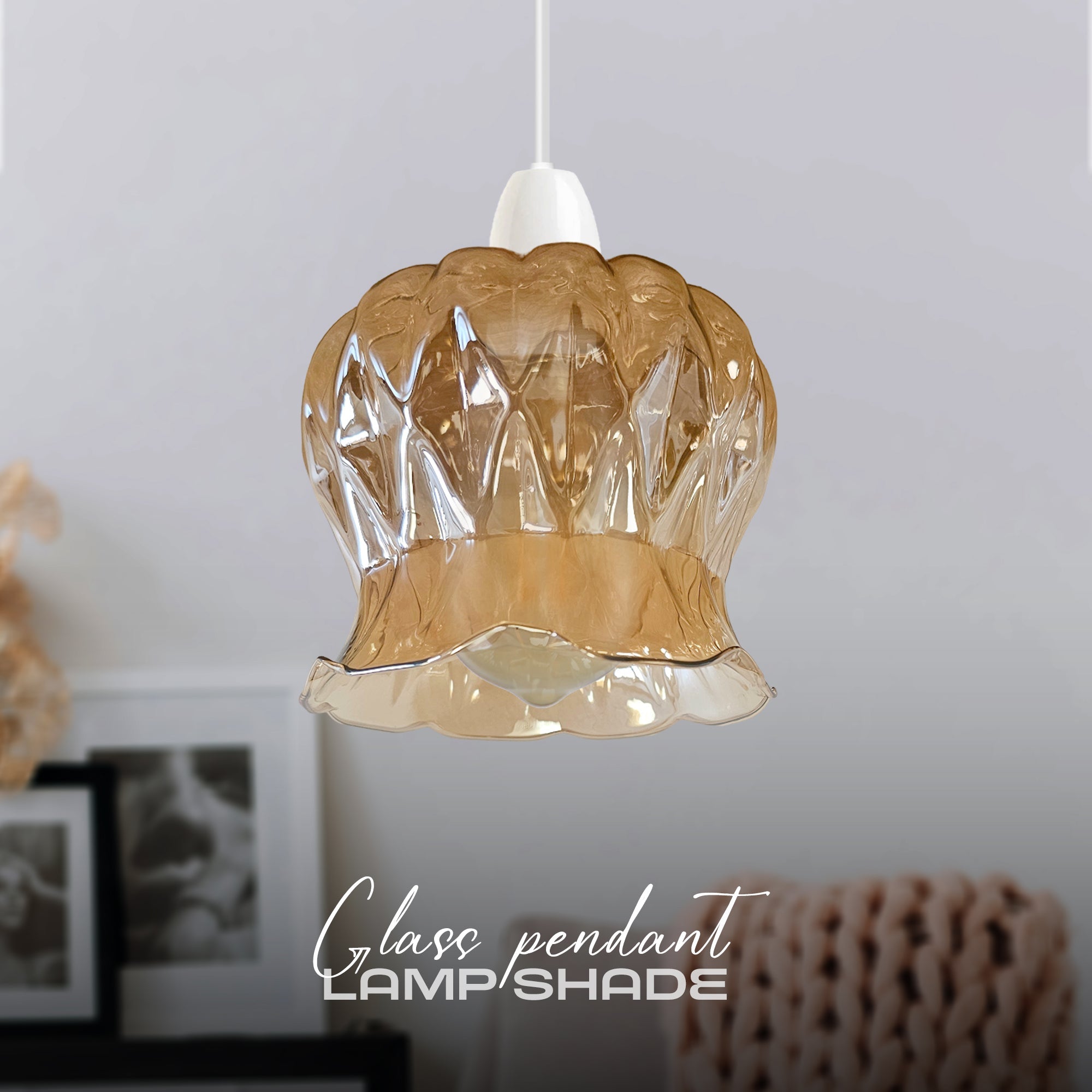 Modern Floral Glass Pendant Light Shade Easy Fit Chrome Finish