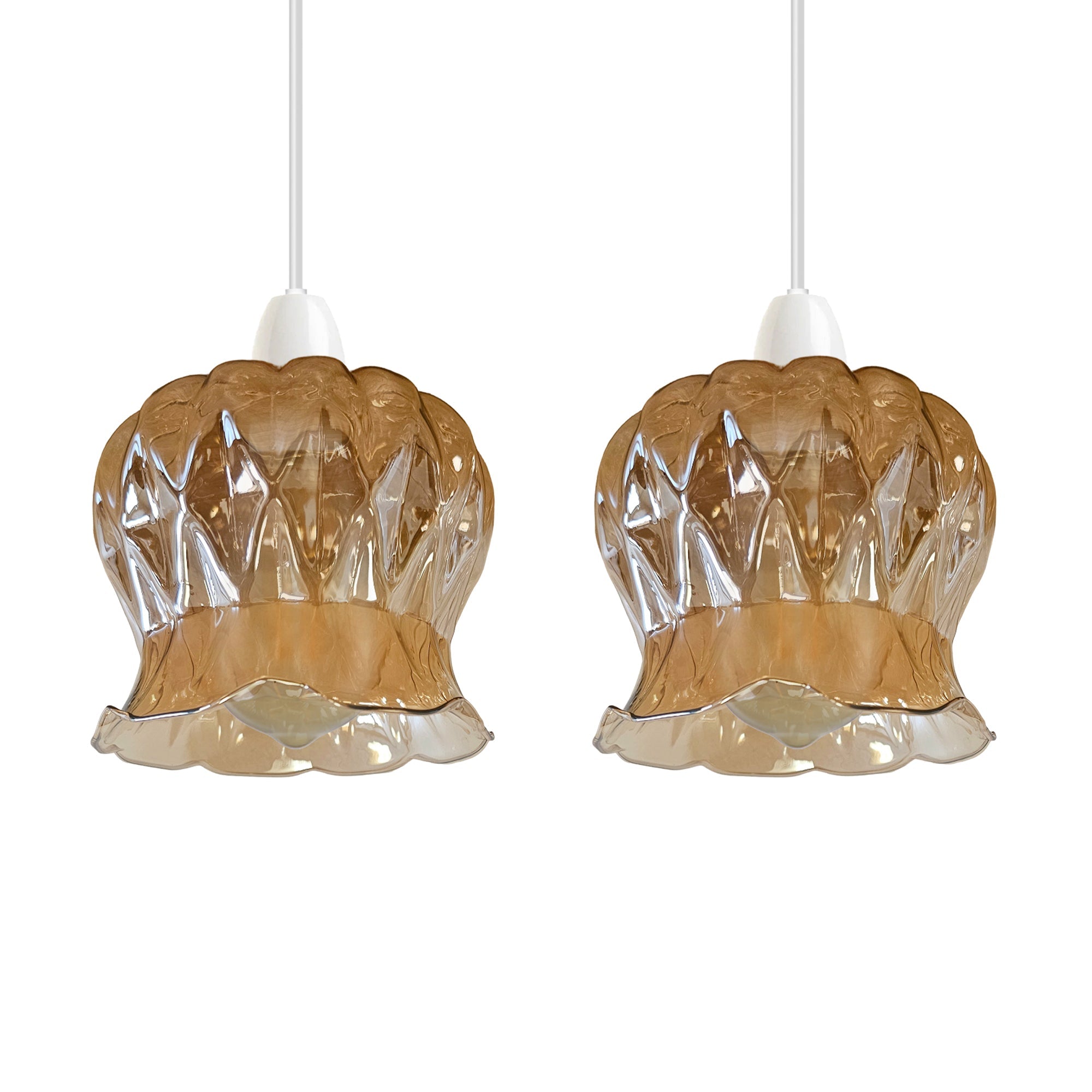 Modern Floral Glass Pendant Light Shade Easy Fit Chrome Finish