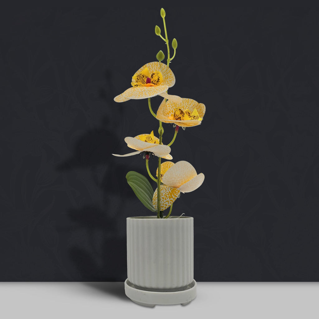 Lifelike Artificial Orchid Plant in Vase, Vibrant Faux Floral Decor