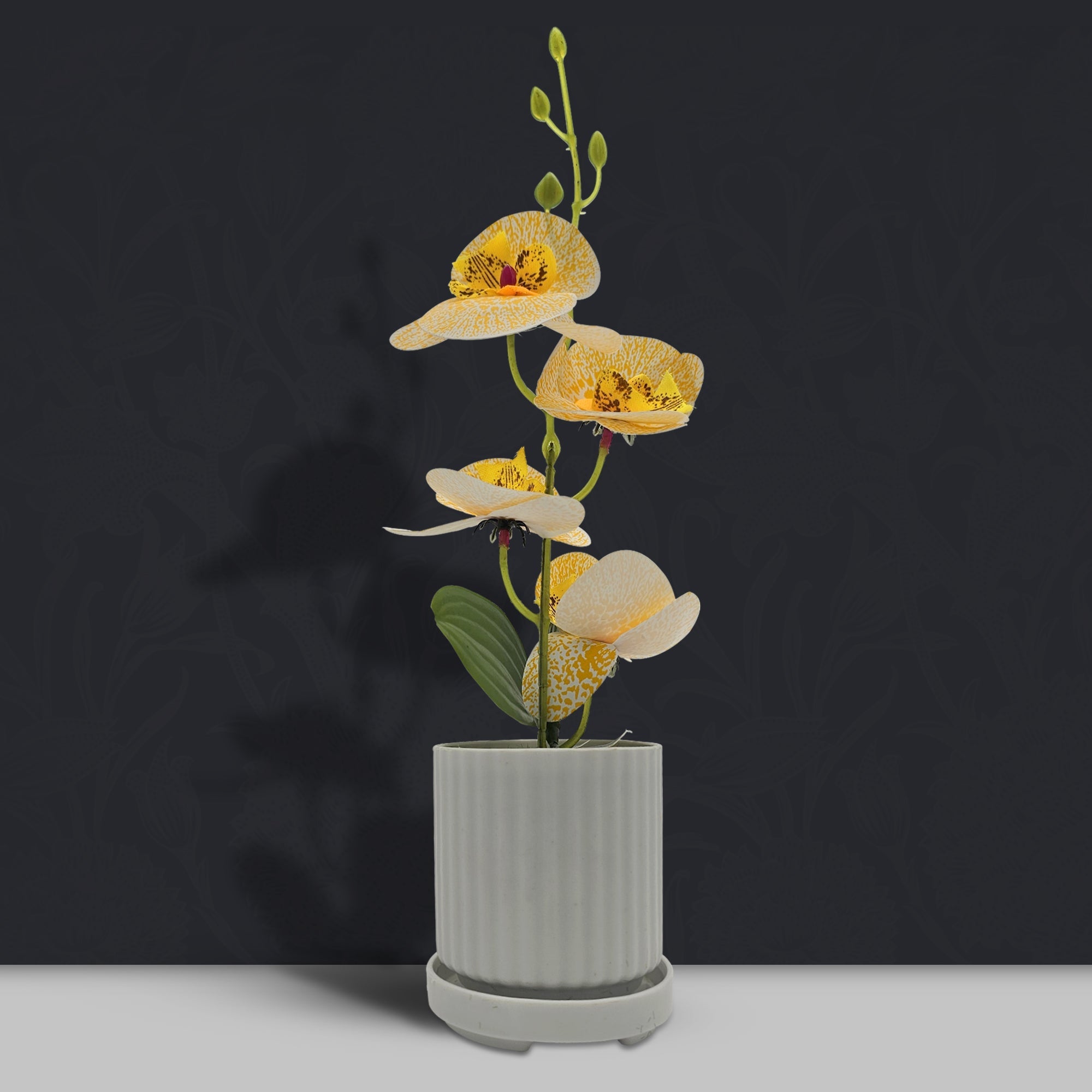 Lifelike Artificial Orchid Flower Arrangement in Elegant Vase for Home Decor