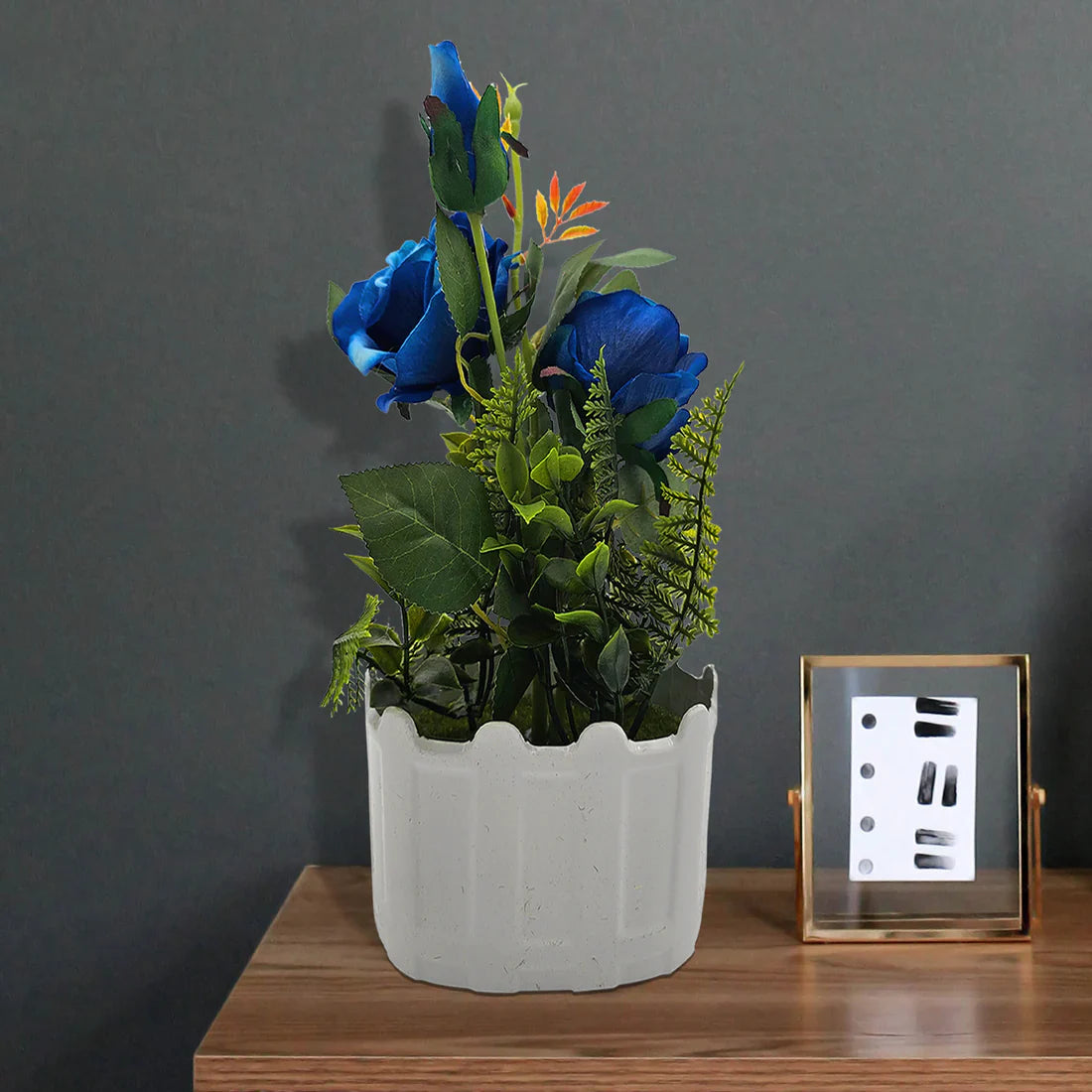 Lifelike Artificial Rose Flower Arrangement with Decorative Vase for Home