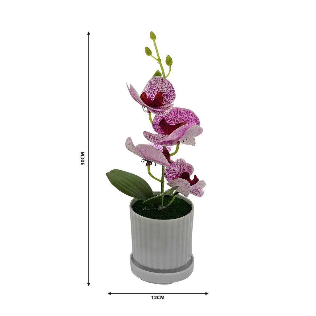 Elegant Artificial Orchid Silk Flower Arrangements in Stylish White Vases