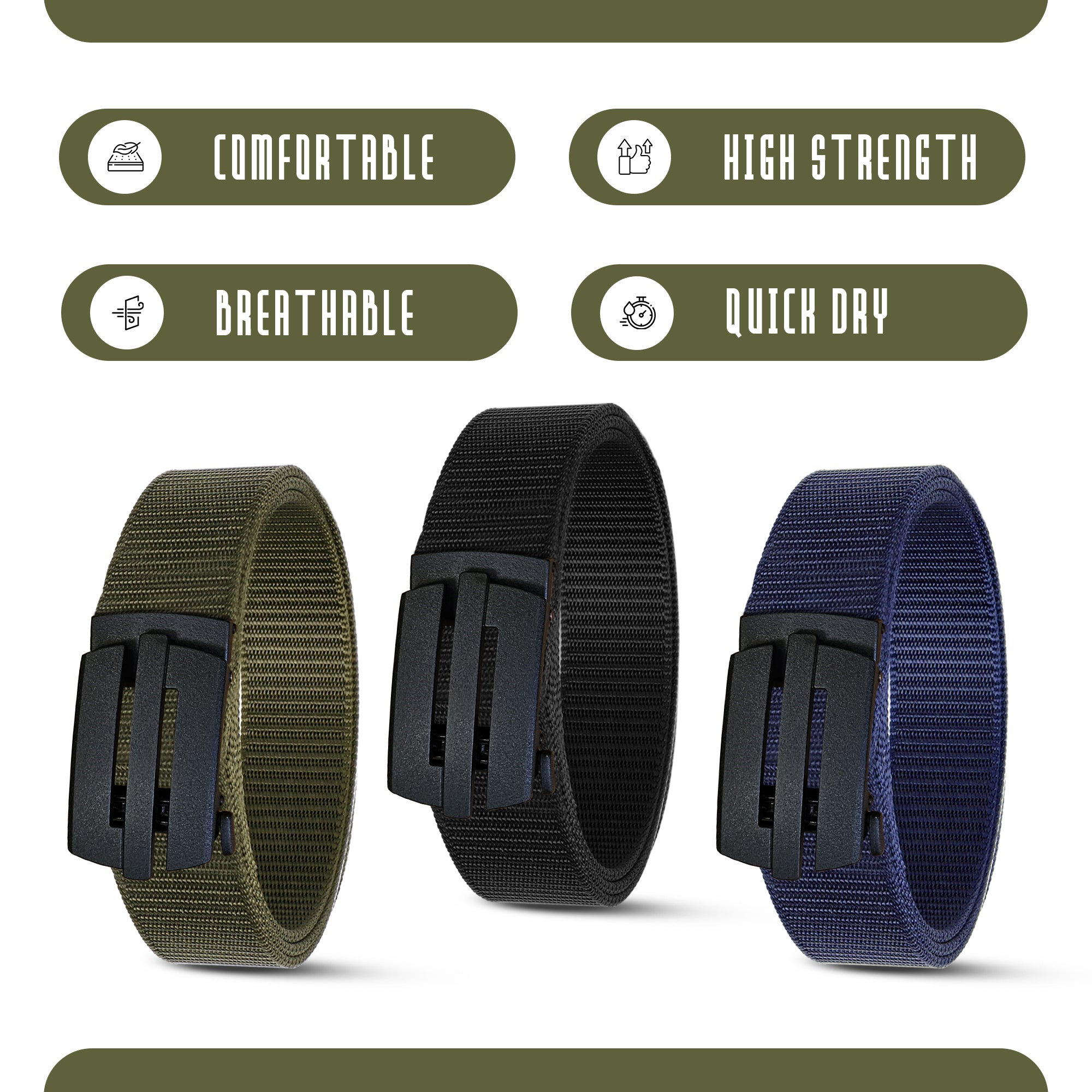 Comfortable Durable Tactical Military Webbing Nylon Quick Release Belt for Men